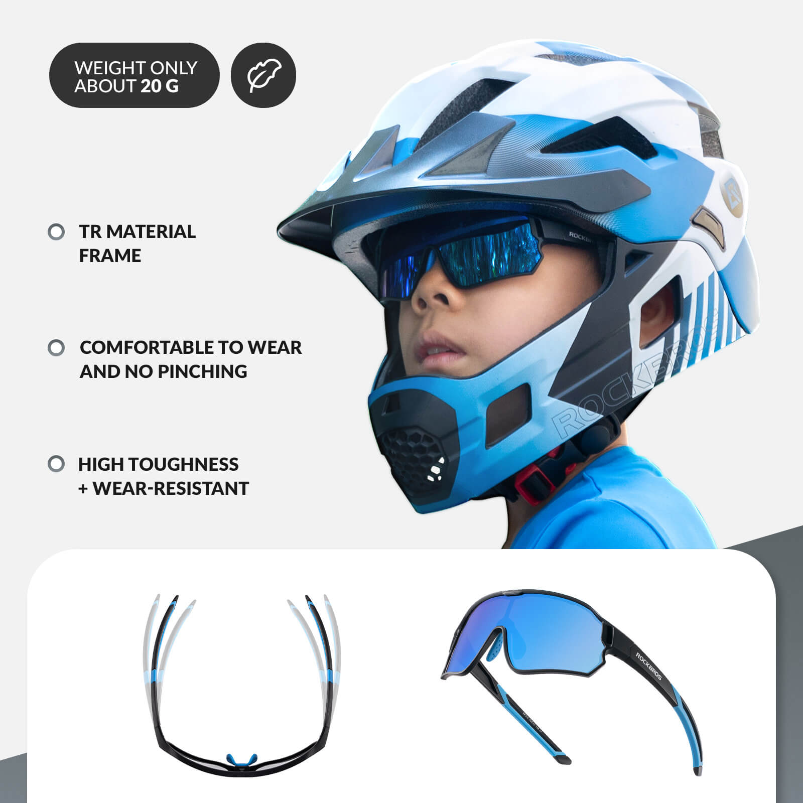 ROCKBROS Kids UV400 Polarized Cycling Sunglasses