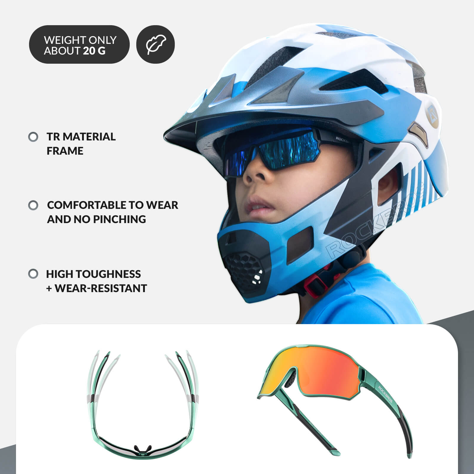 ROCKBROS Kids UV400 Polarized Cycling Sunglasses