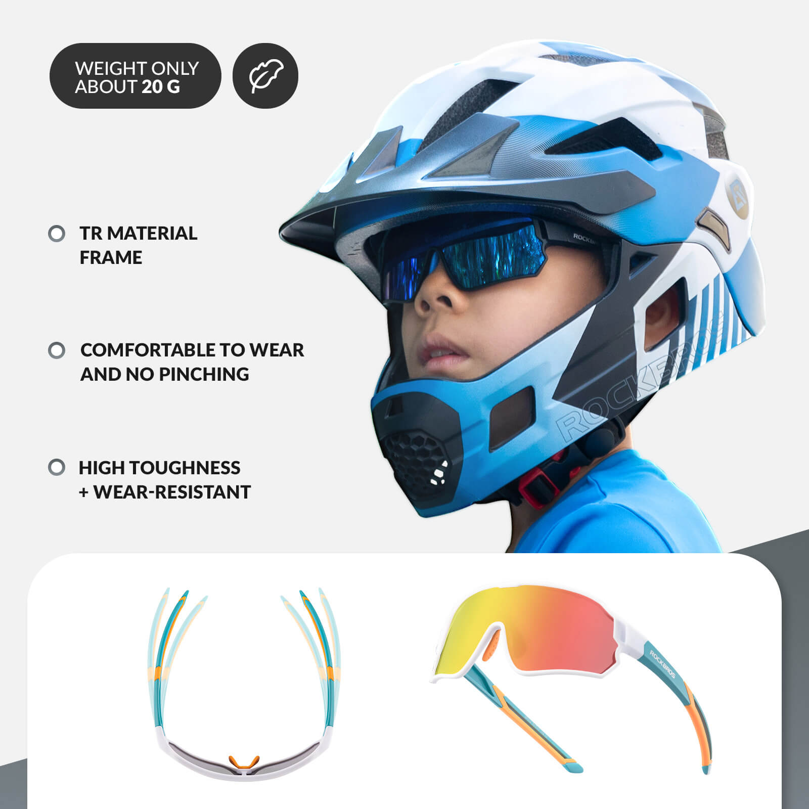 ROCKBROS Kids UV400 Polarized Cycling Sunglasses