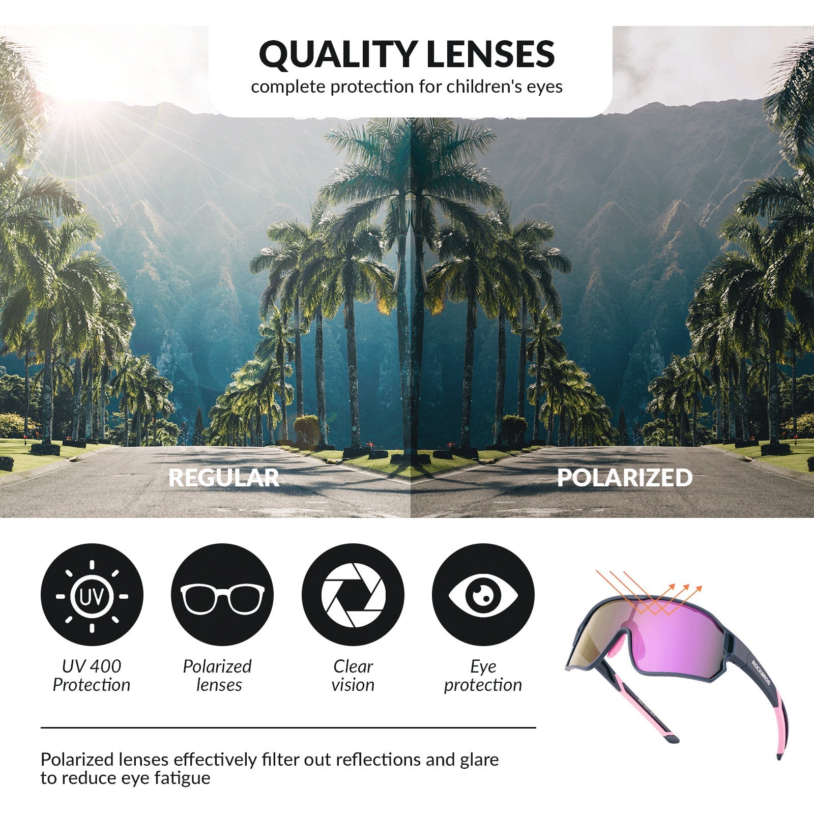 ROCKBROS Kids UV400 Polarized Cycling Sunglasses