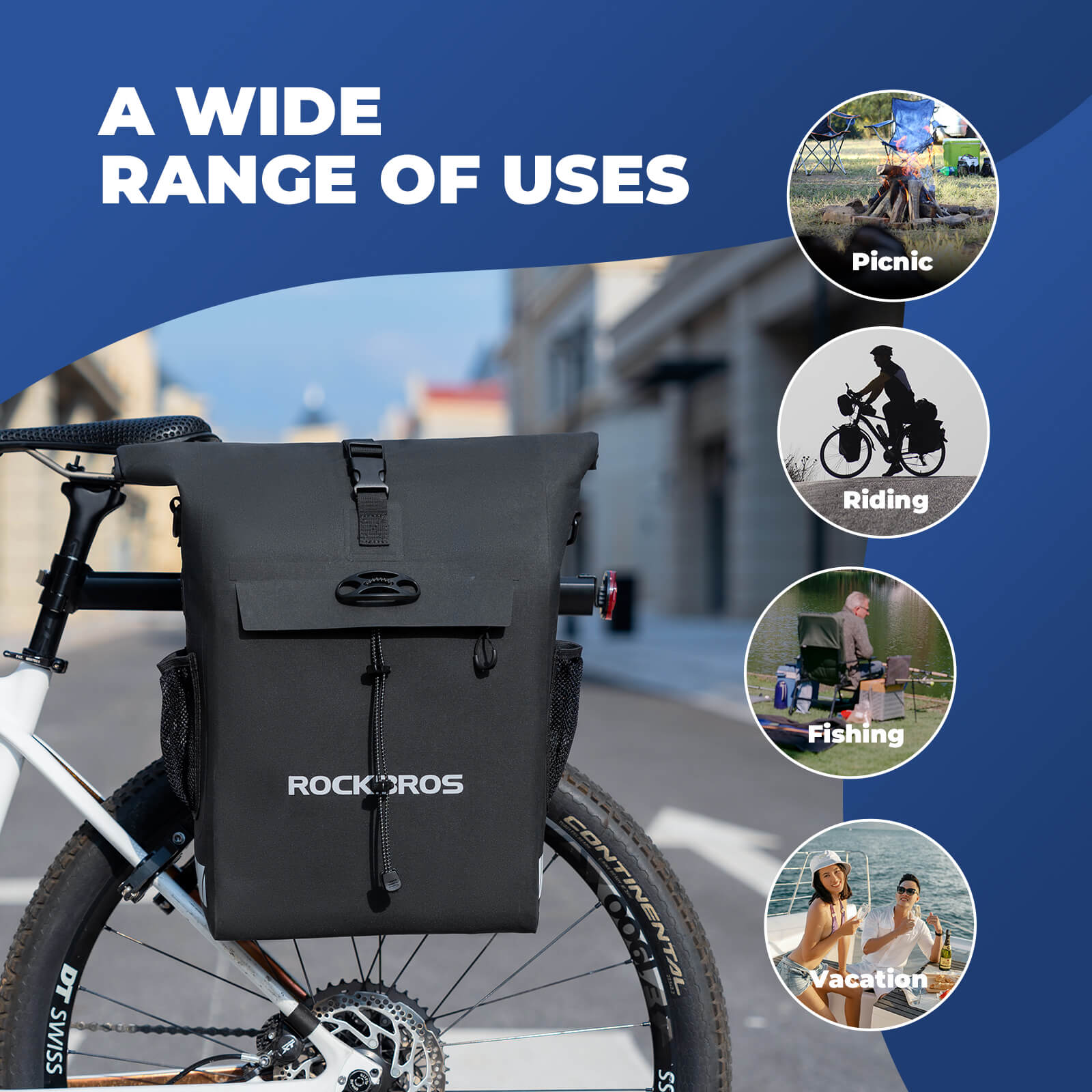 ROCKBROS 18L 2-in-1 Rear Rack Bag & Backpack