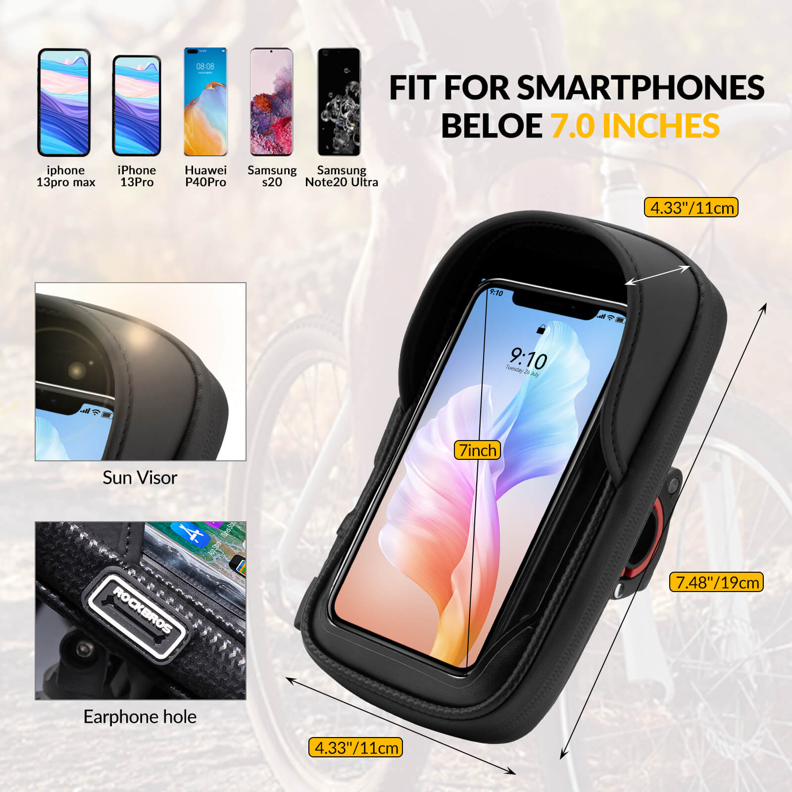 ROCKBROS 360° Rotating Phone Mount Bag