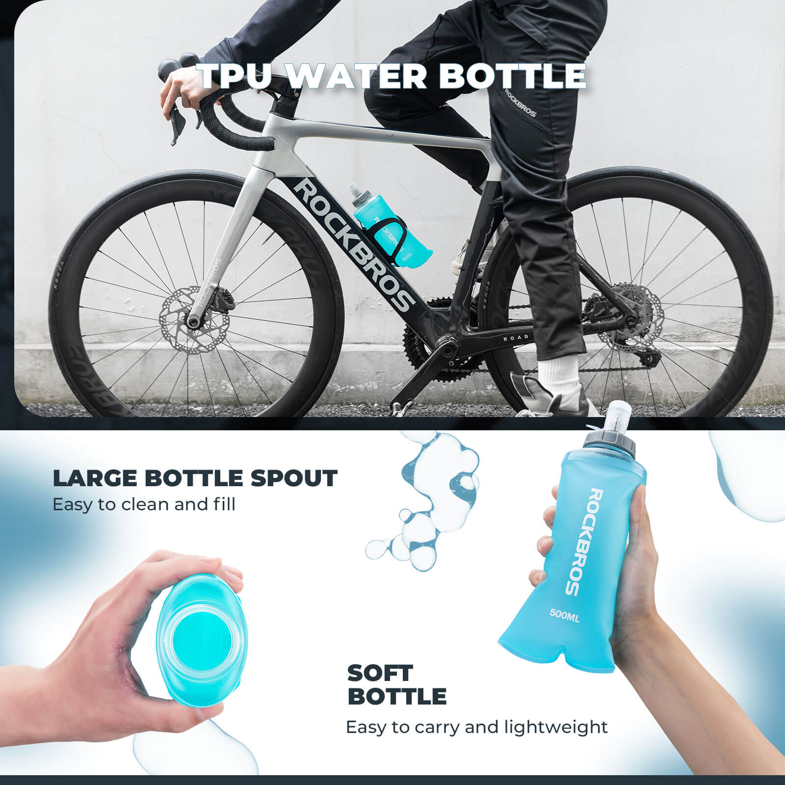 ROCKBROS 500ml Collapsible Water Bottle