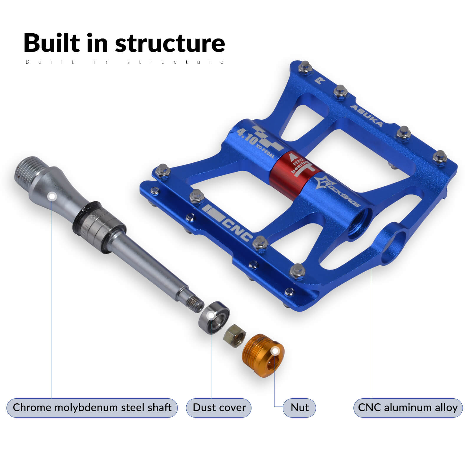 ROCKBROS Aluminum 4 Bearings MTB Bike Pedals