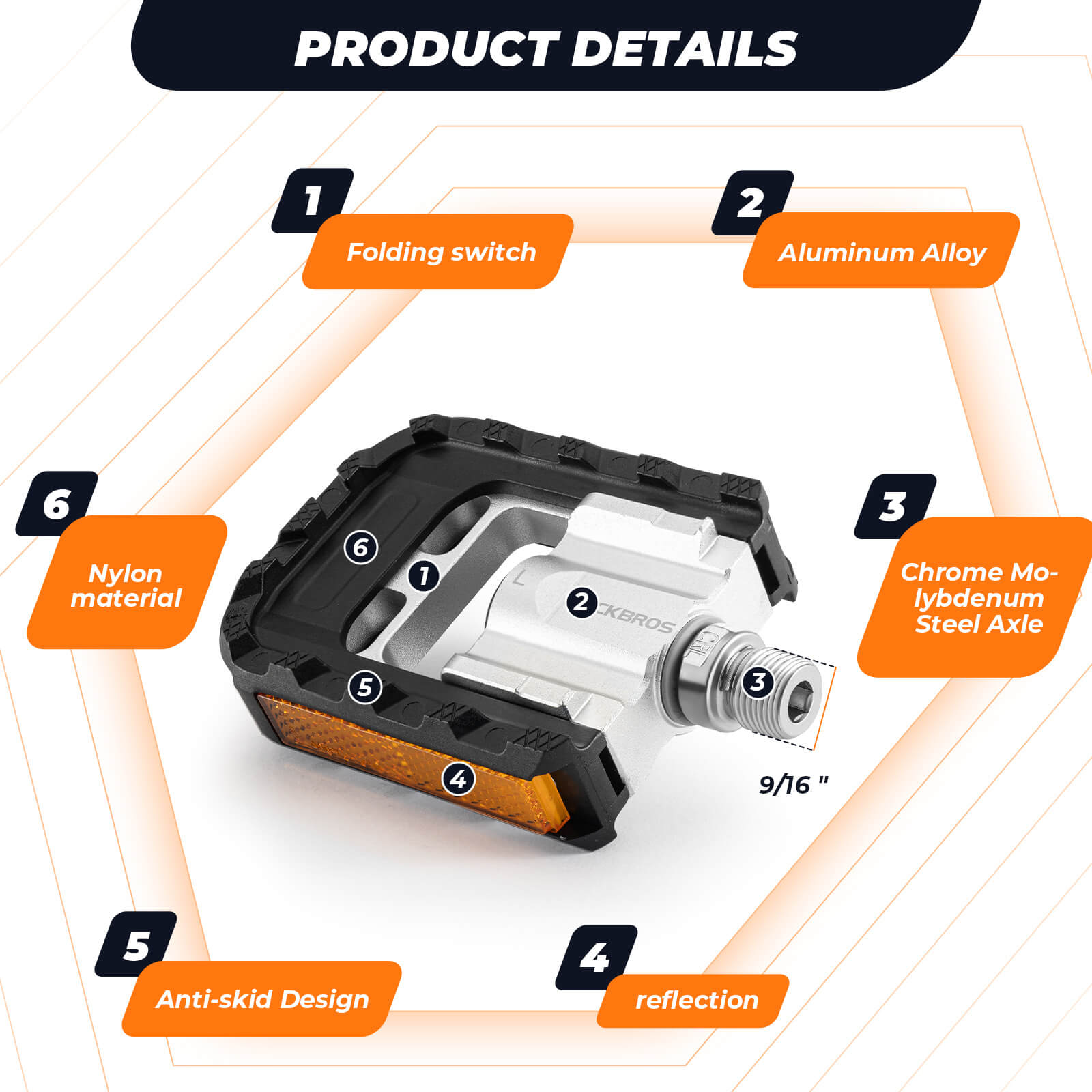 ROCKBROS Aluminum Folding Bike Pedals