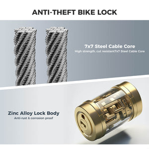 ROCKBROS Compact Cable Bike Lock & Key