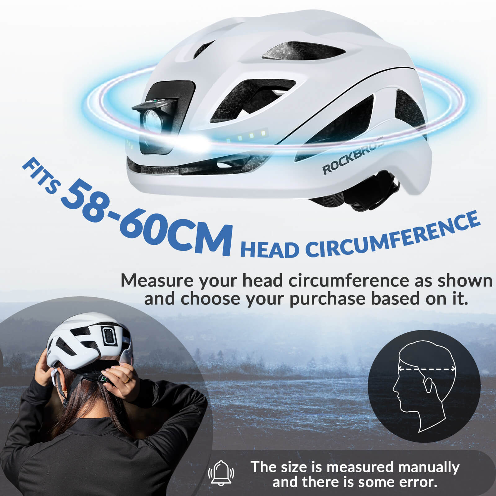 ROCKBROS Head & Tail Light Smart Bike Helmet