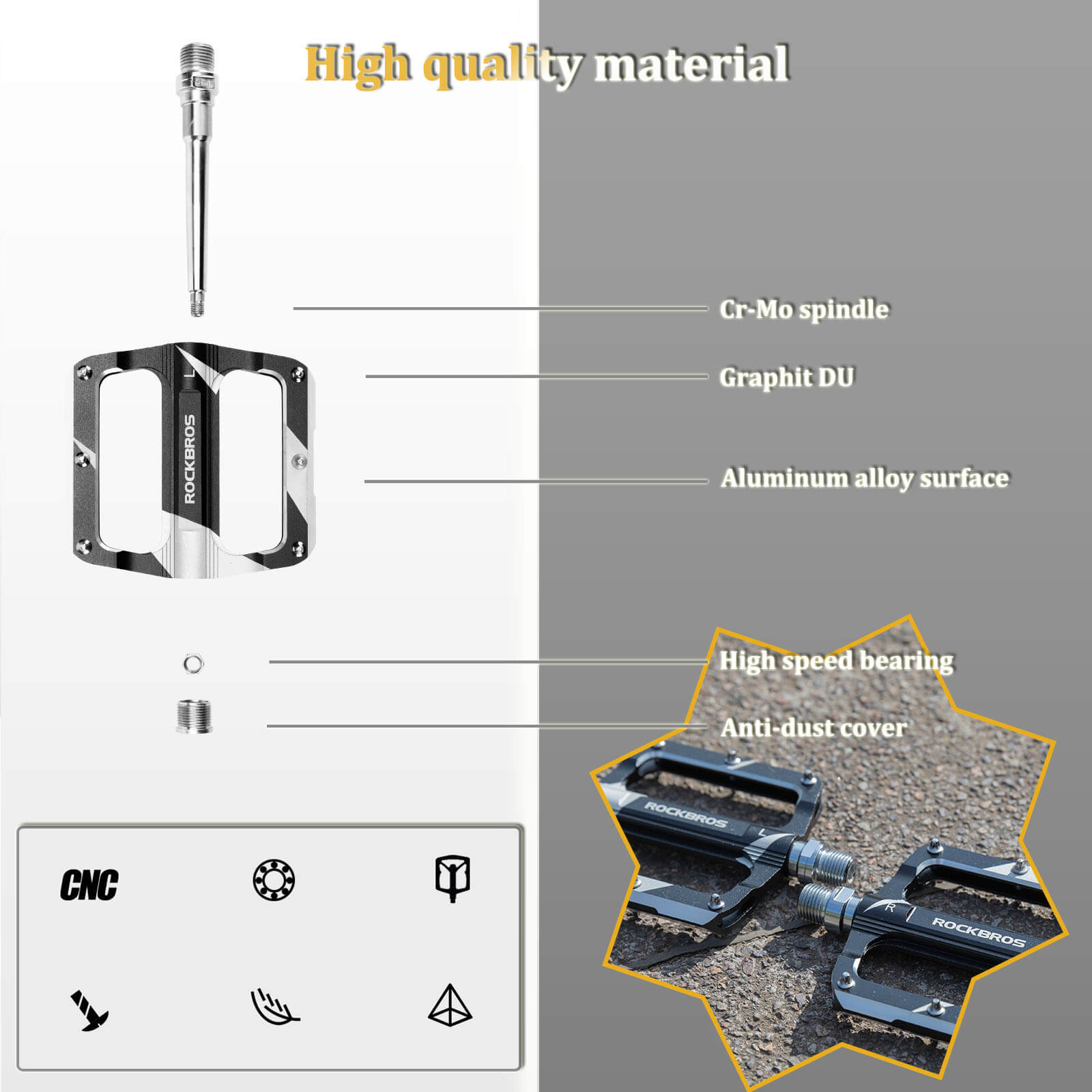 ROCKBROS Aluminum Sealed Bearing Bike Pedals