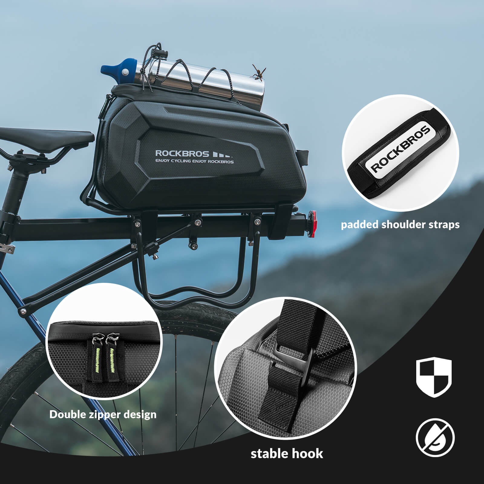 ROCKBROS 9L Hard Shell Rear Rack Trunk Bag