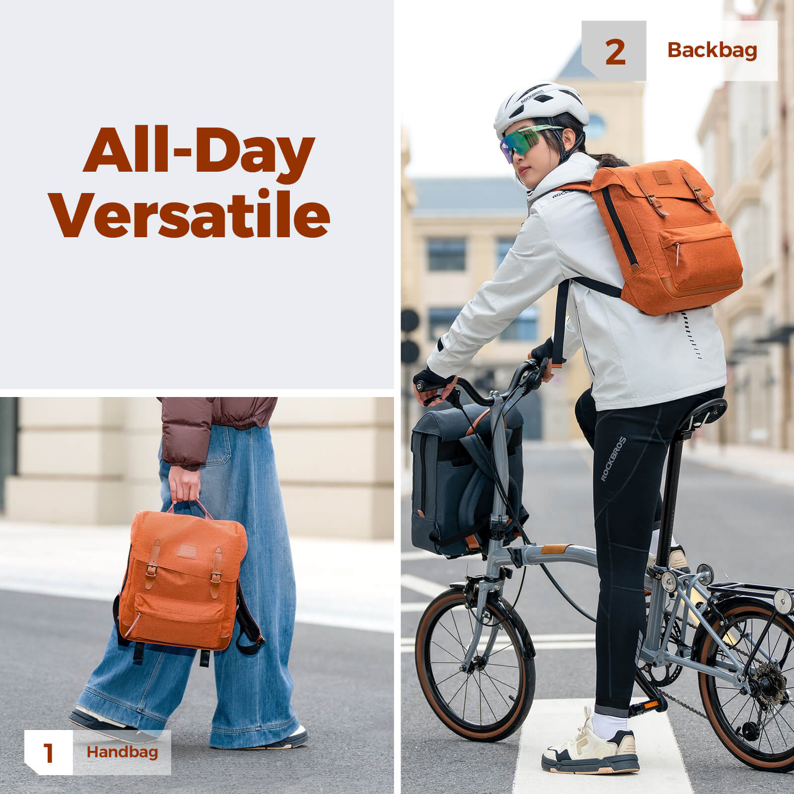 ROCKBROS 8.3L Folding Handlebar Bag & Backpack