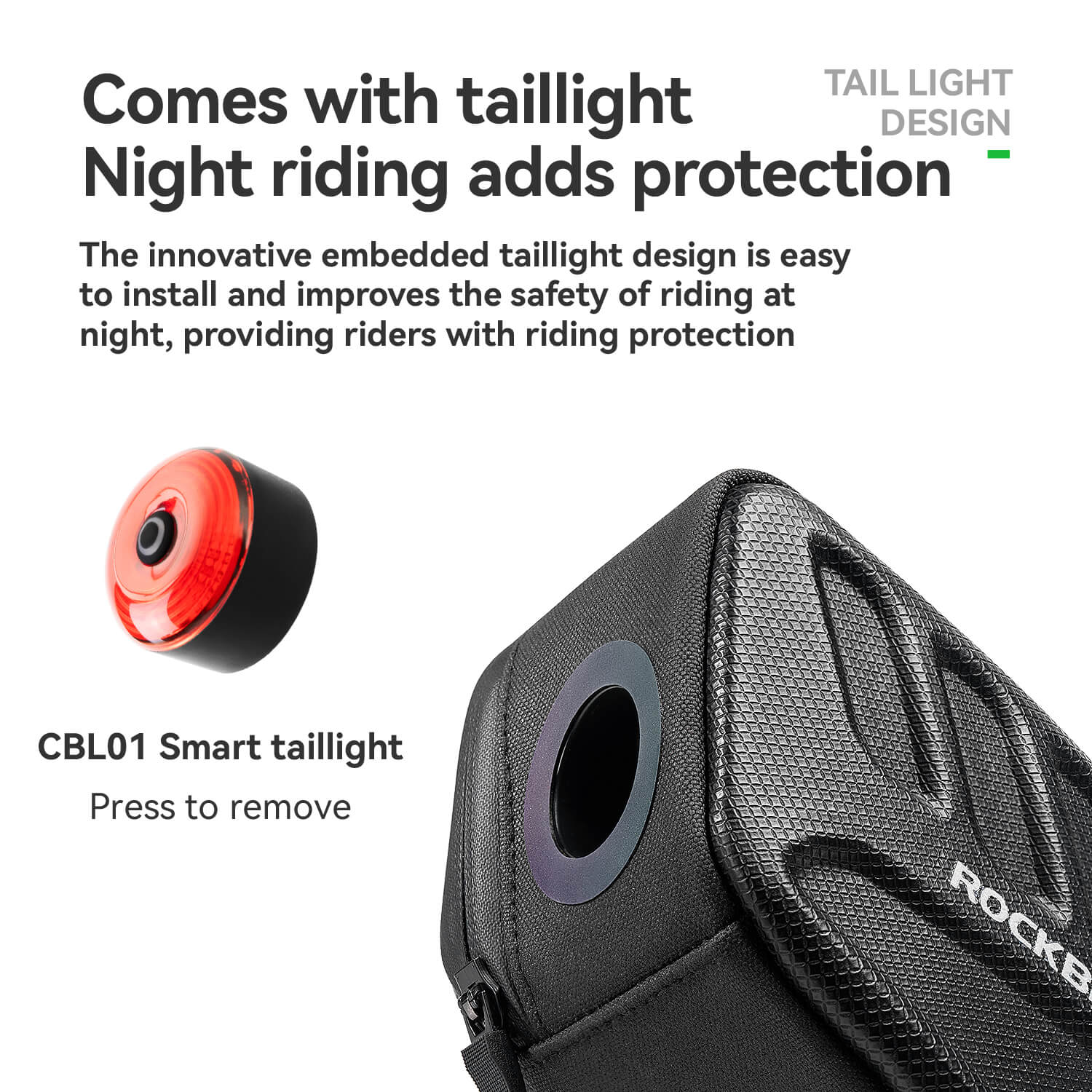 ROCKBROS C61 Hard Shell Saddle Bag with Tail Light