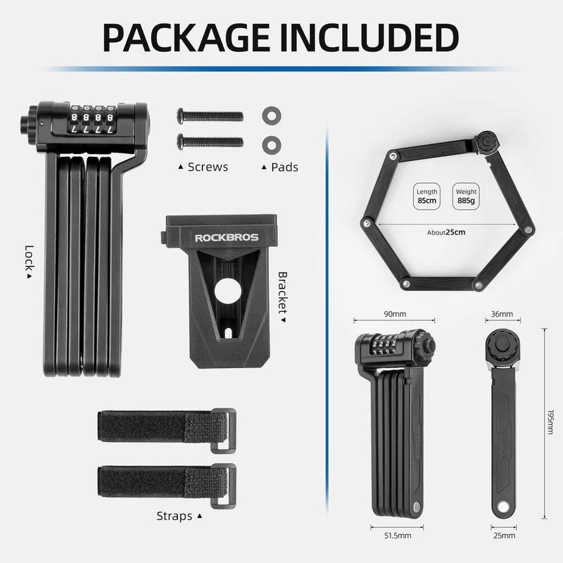 ROCKBROS 4-Digit Folding Bike Lock