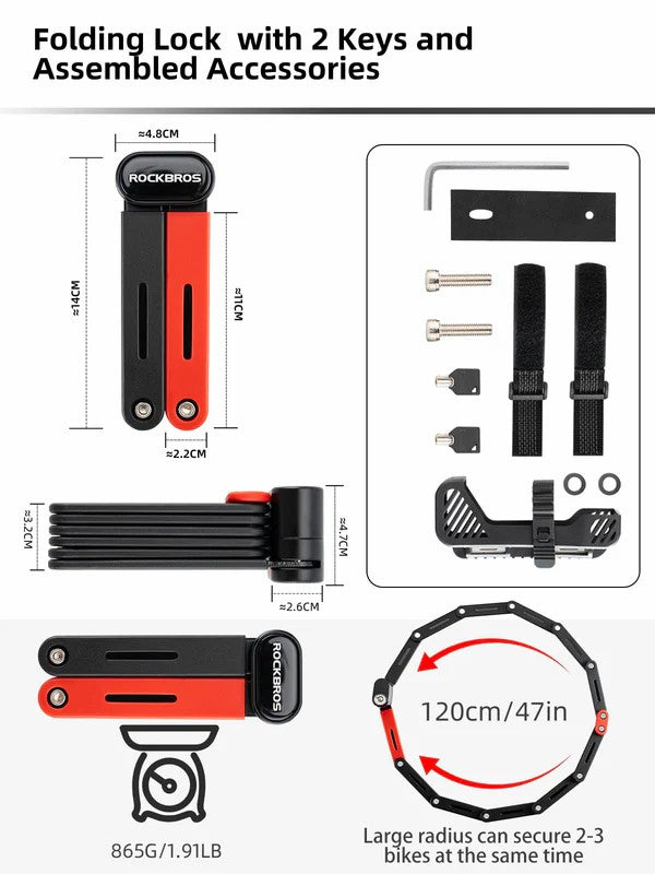 ROCKBROS Heavy Duty Folding Bike Lock