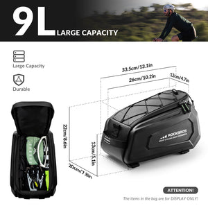 ROCKBROS 9L Hard Shell Rear Rack Trunk Bag