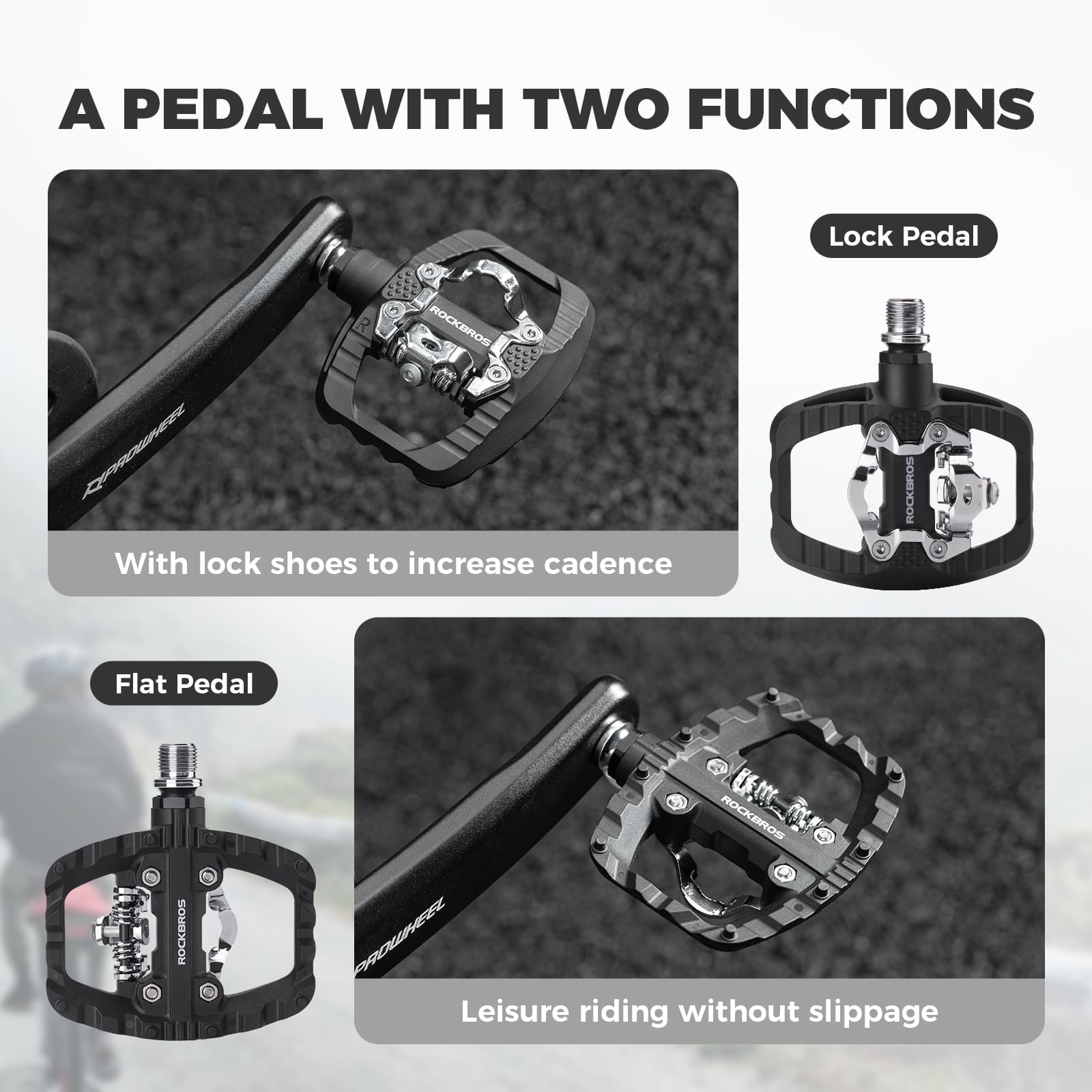 ROCKBROS Flat Half-Clip Bike Pedals