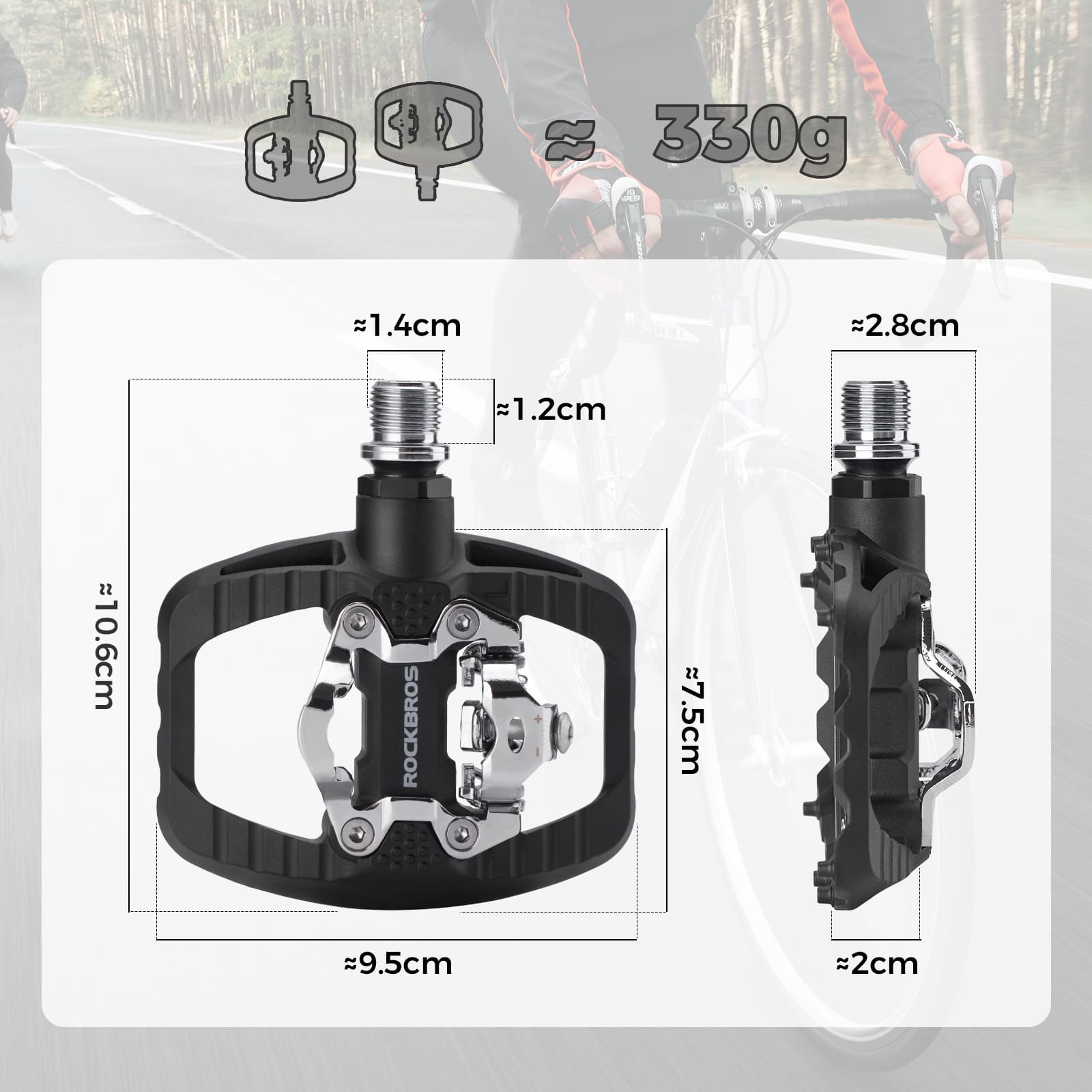 ROCKBROS Flat Half-Clip Bike Pedals