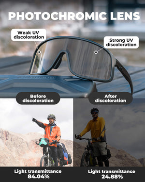 ROCKBROS Photochromic Cycling Glasses with Anti-Fog & UV Protection