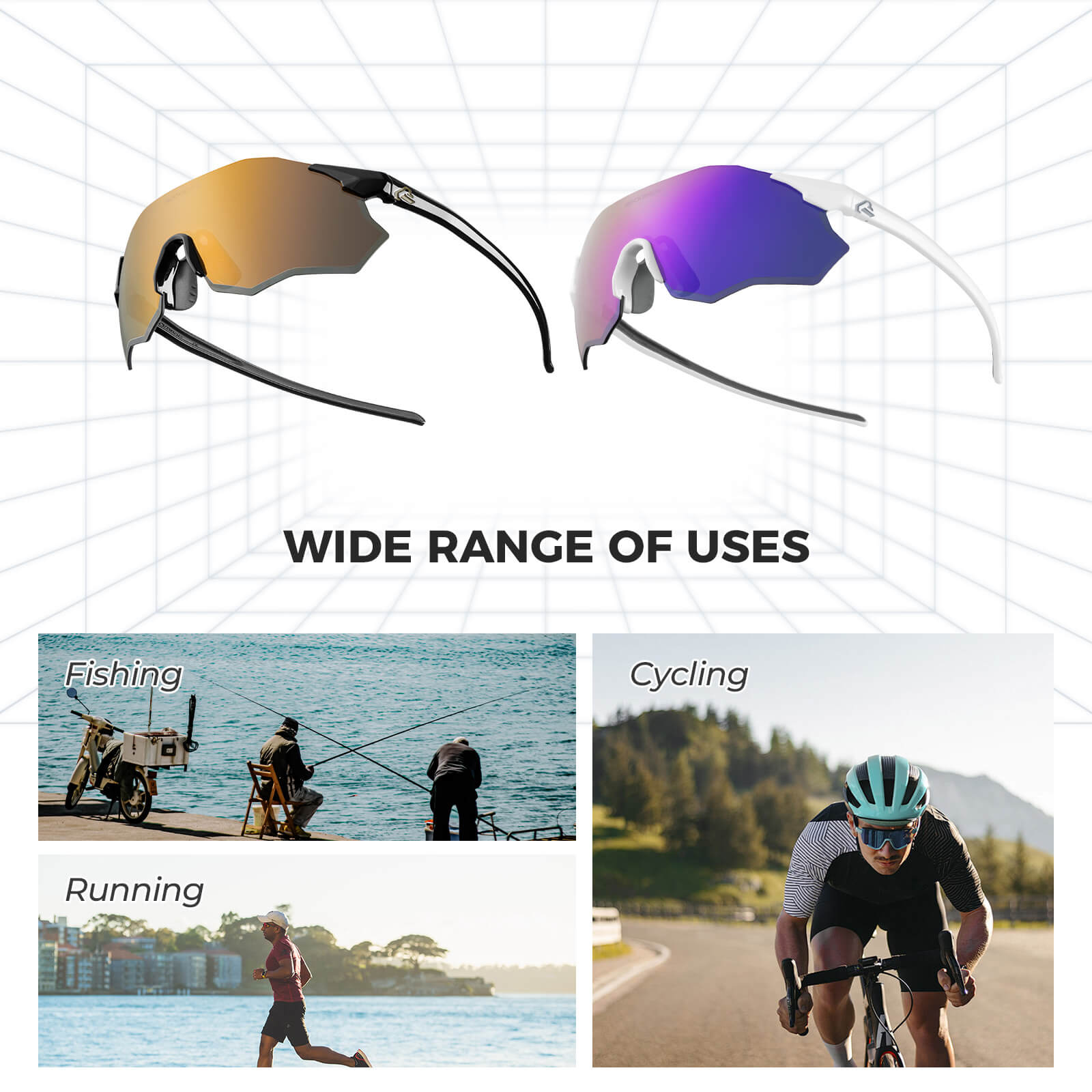 ROCKBROS UV400 Rimless Polarized Cycling Glasses