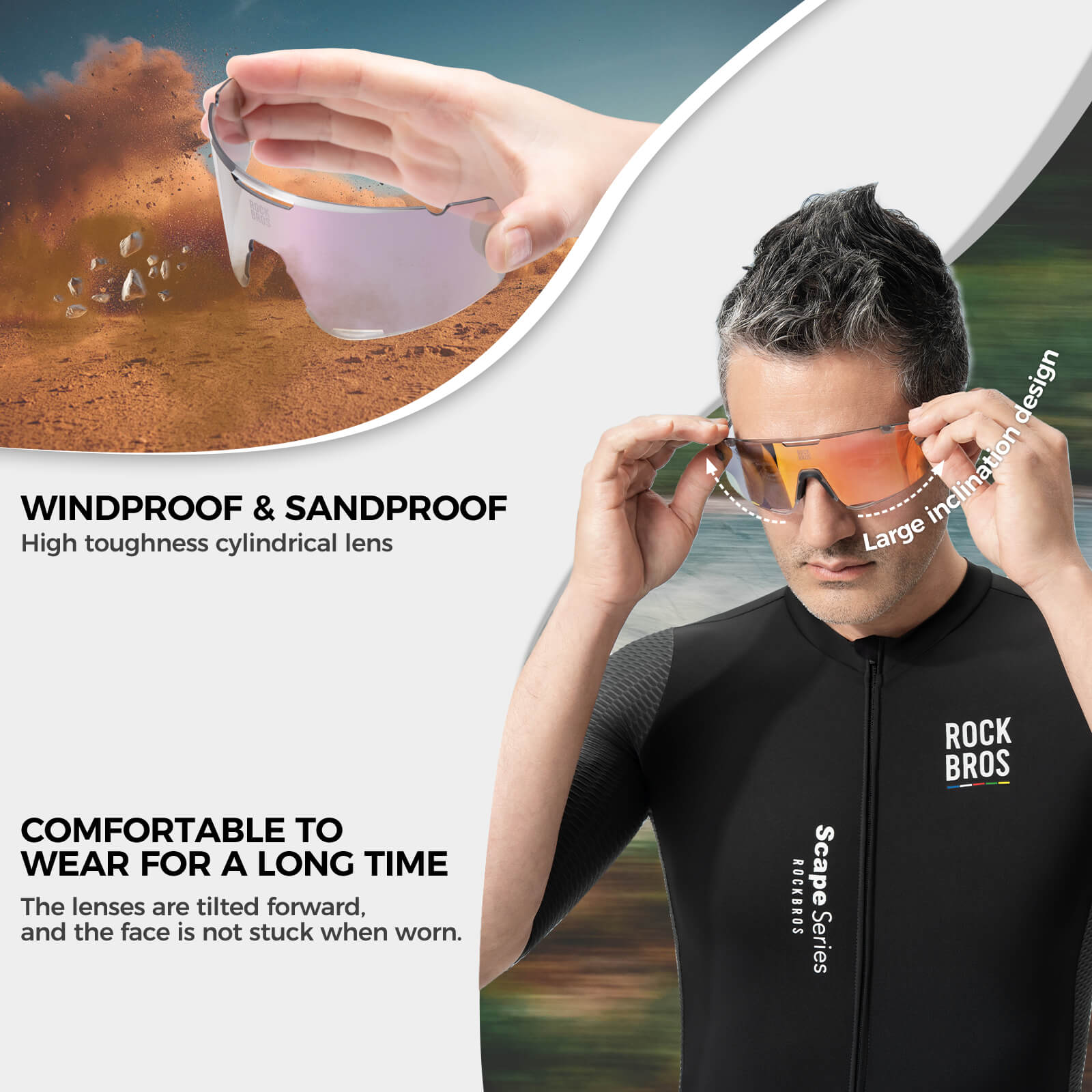 ROCKBROS Boundless 3 Lens Photochromic Cycling Glasses