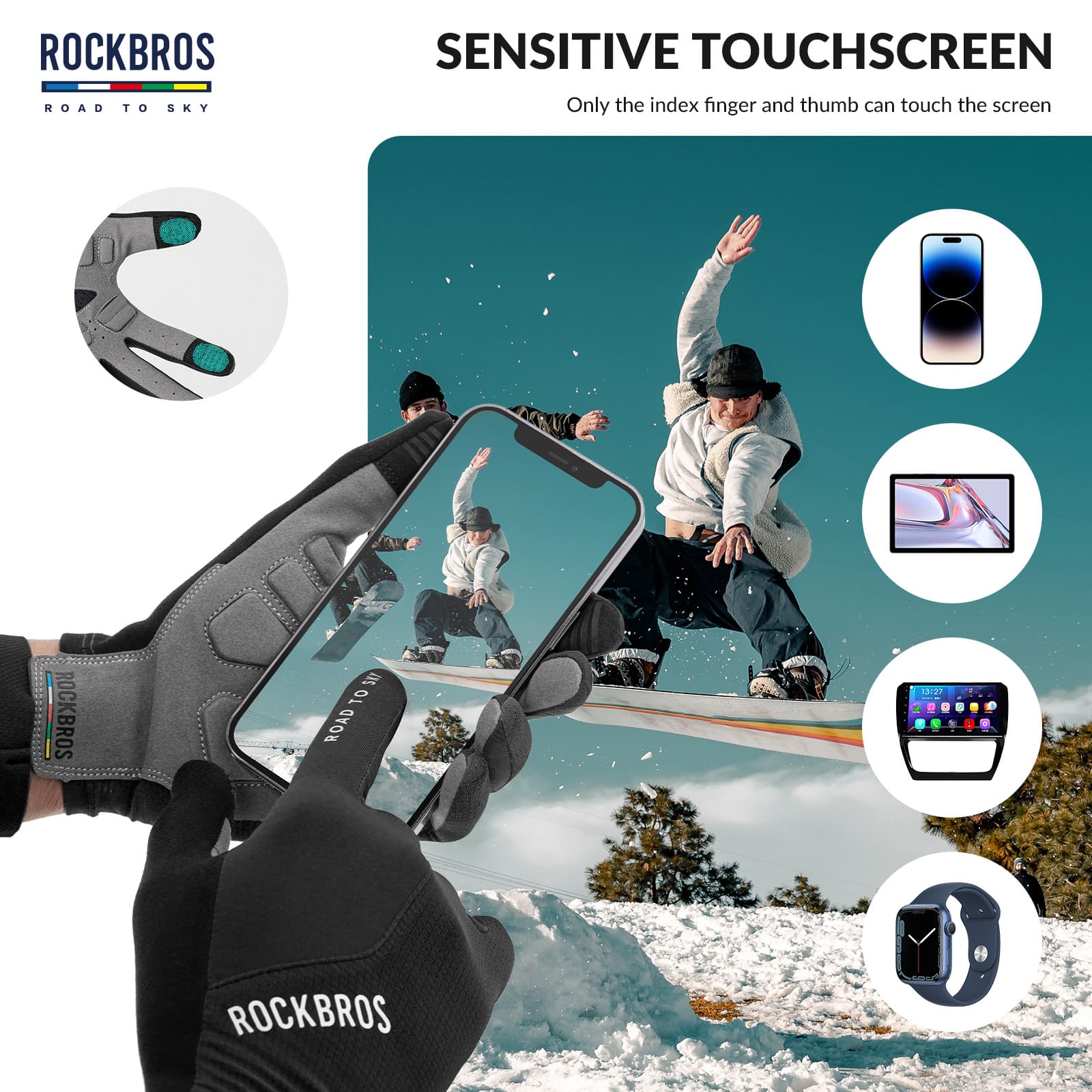 ROAD TO SKY Anti-Slip Full Finger Cycling Gloves