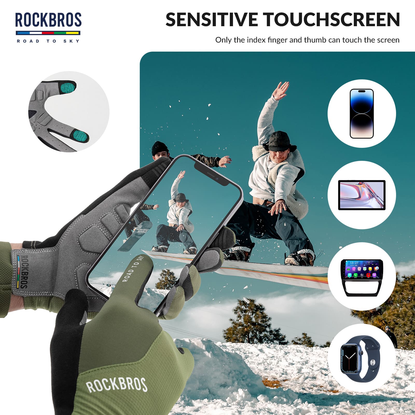 ROAD TO SKY Anti-Slip Full Finger Cycling Gloves