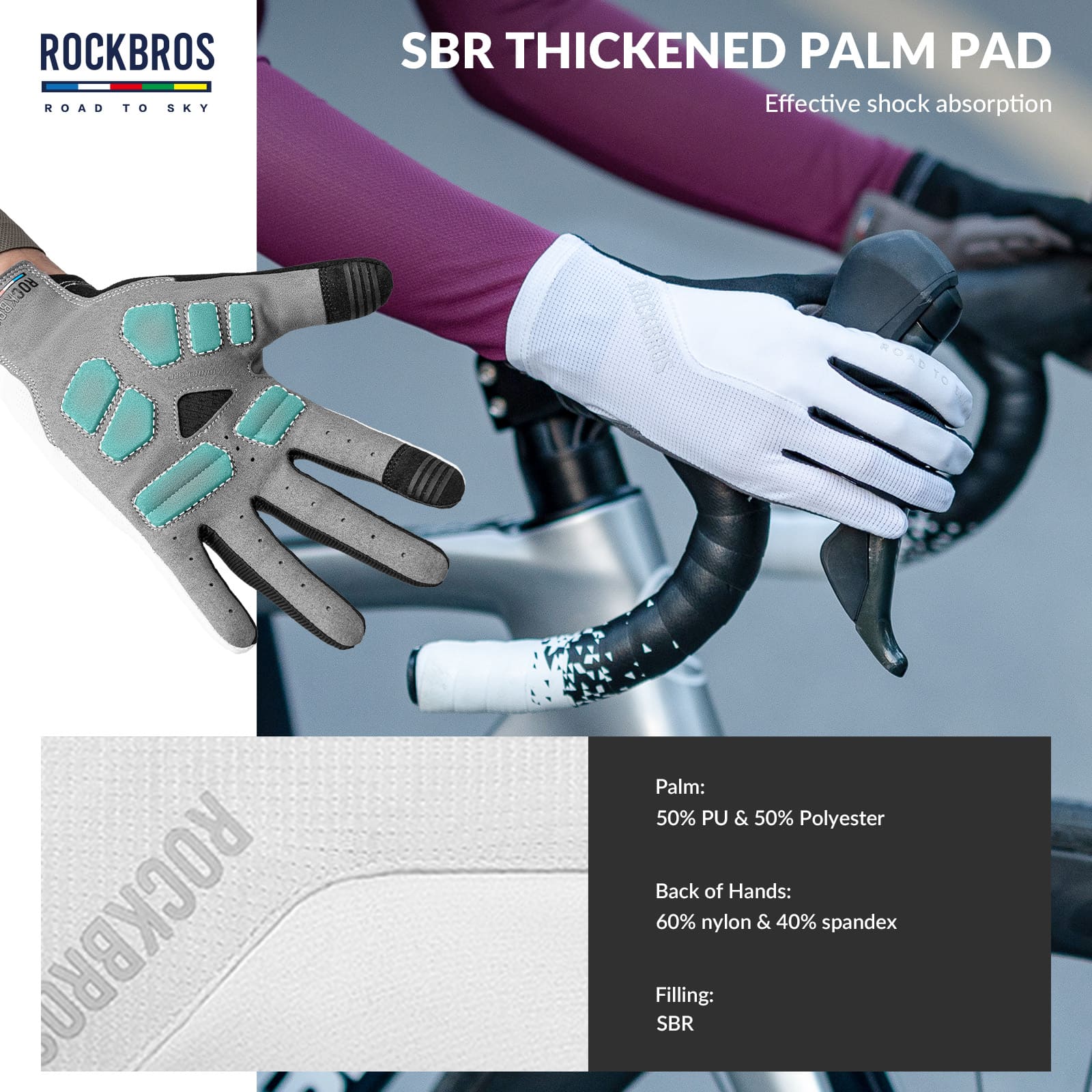 ROAD TO SKY Anti-Slip Full Finger Cycling Gloves