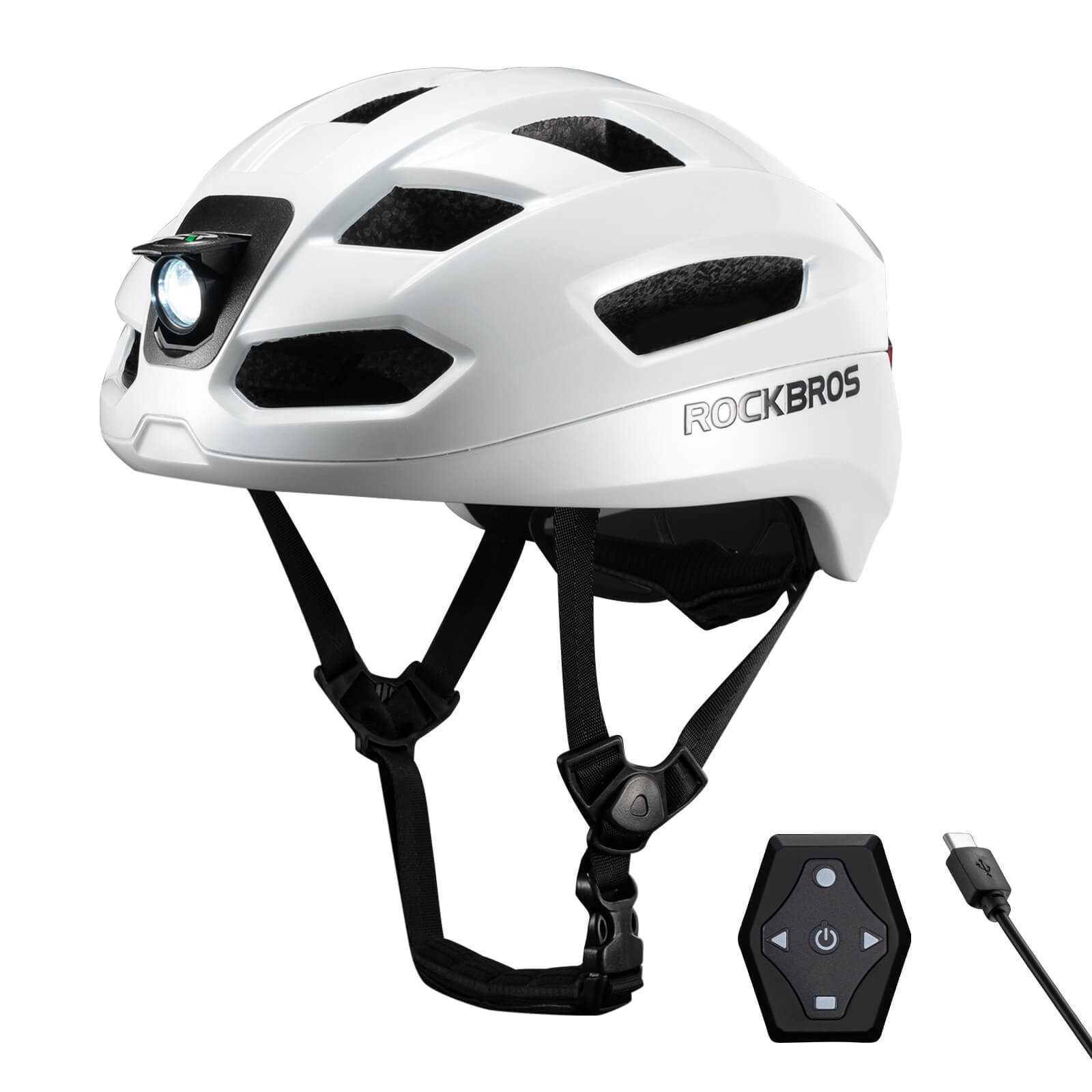 ROCKBROS Smart Bike Helmet with Remote-Controlled Warning Lights