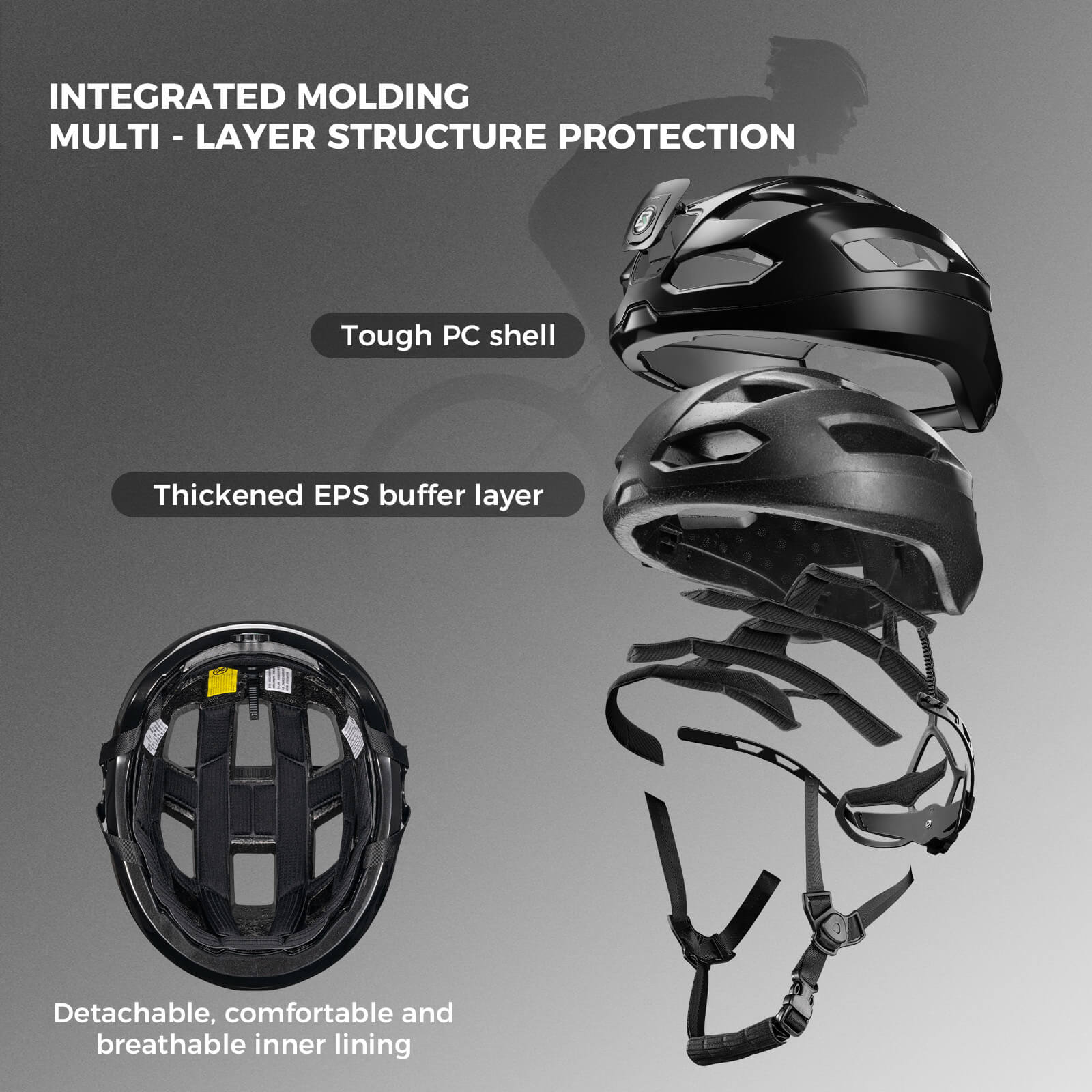 ROCKBROS Smart Bike Helmet with Remote-Controlled Warning Lights