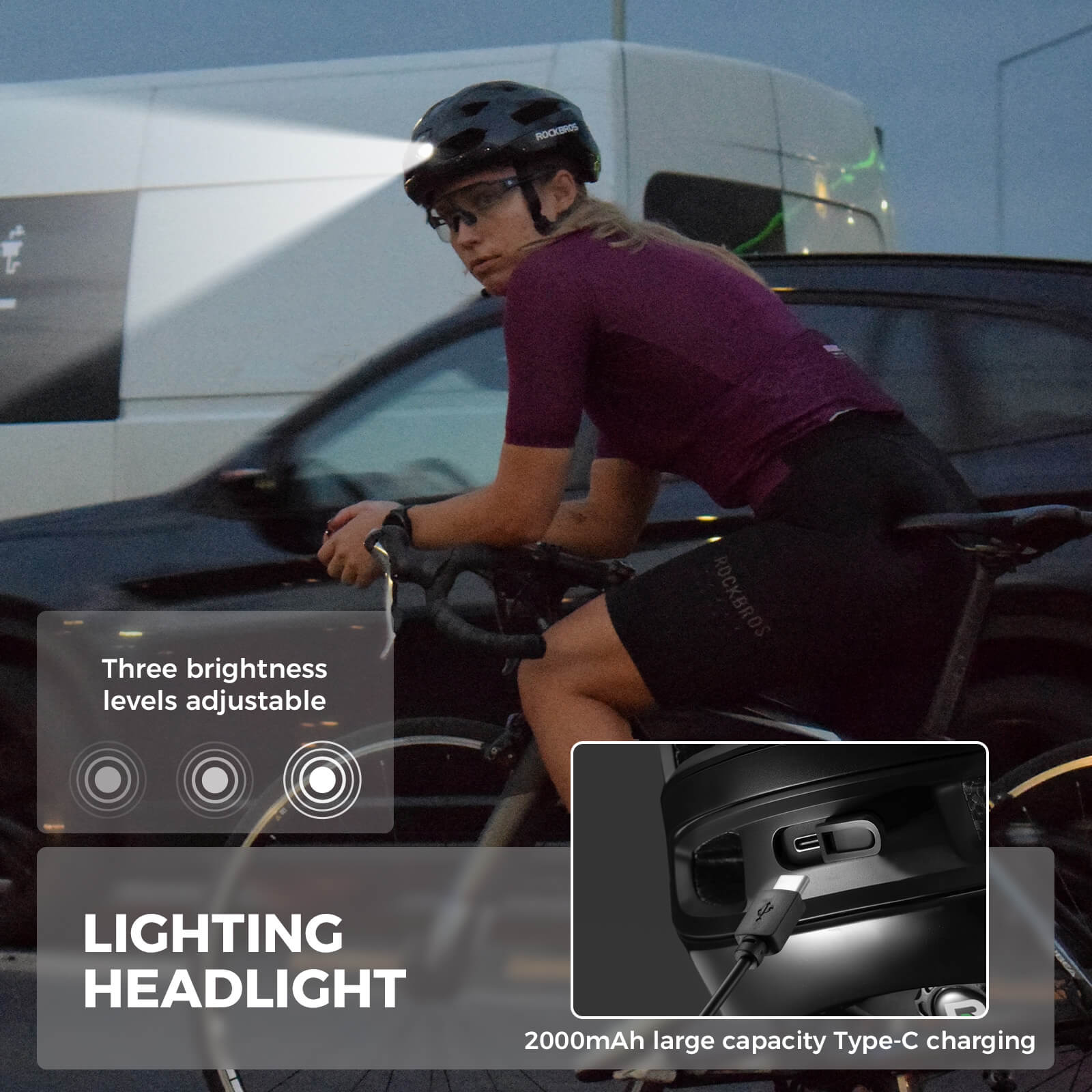 ROCKBROS Smart Bike Helmet with Remote-Controlled Warning Lights