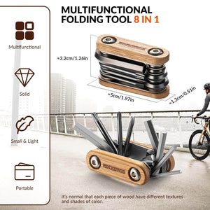 ROCKBROS Wood Handle Titanium Bike Multi Tool
