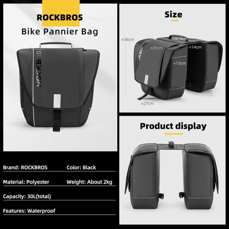 ROCKBROS 30L Waterproof Rear Rack Pannier Bag