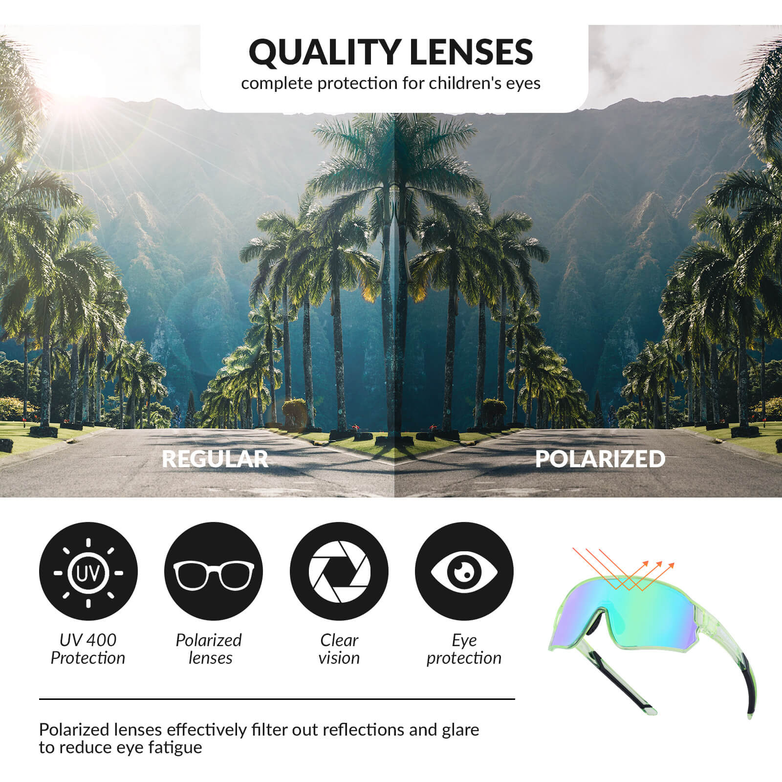 ROCKBROS Kids UV400 Polarized Cycling Sunglasses