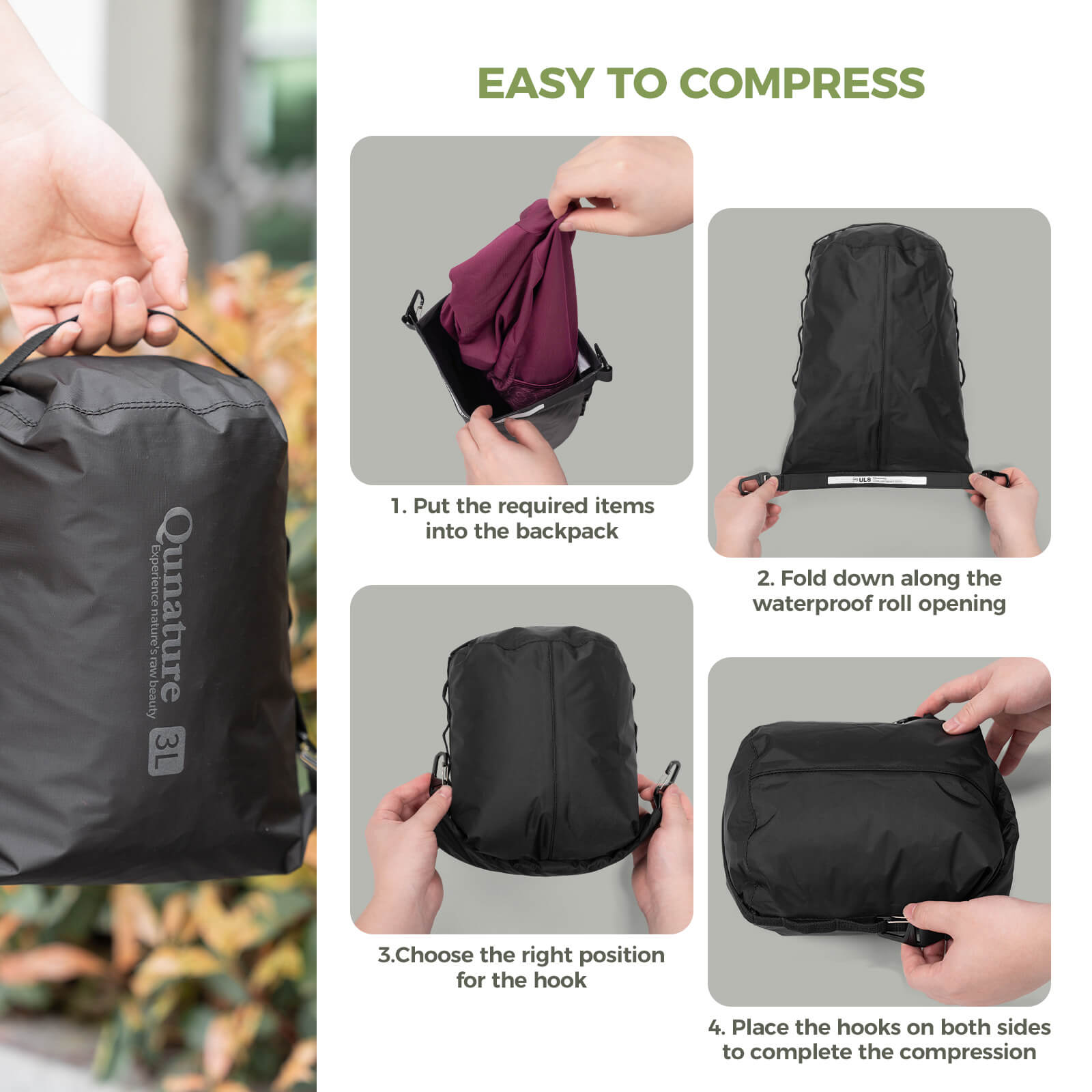 QUNATURE Lightweight Waterproof Compression Bag