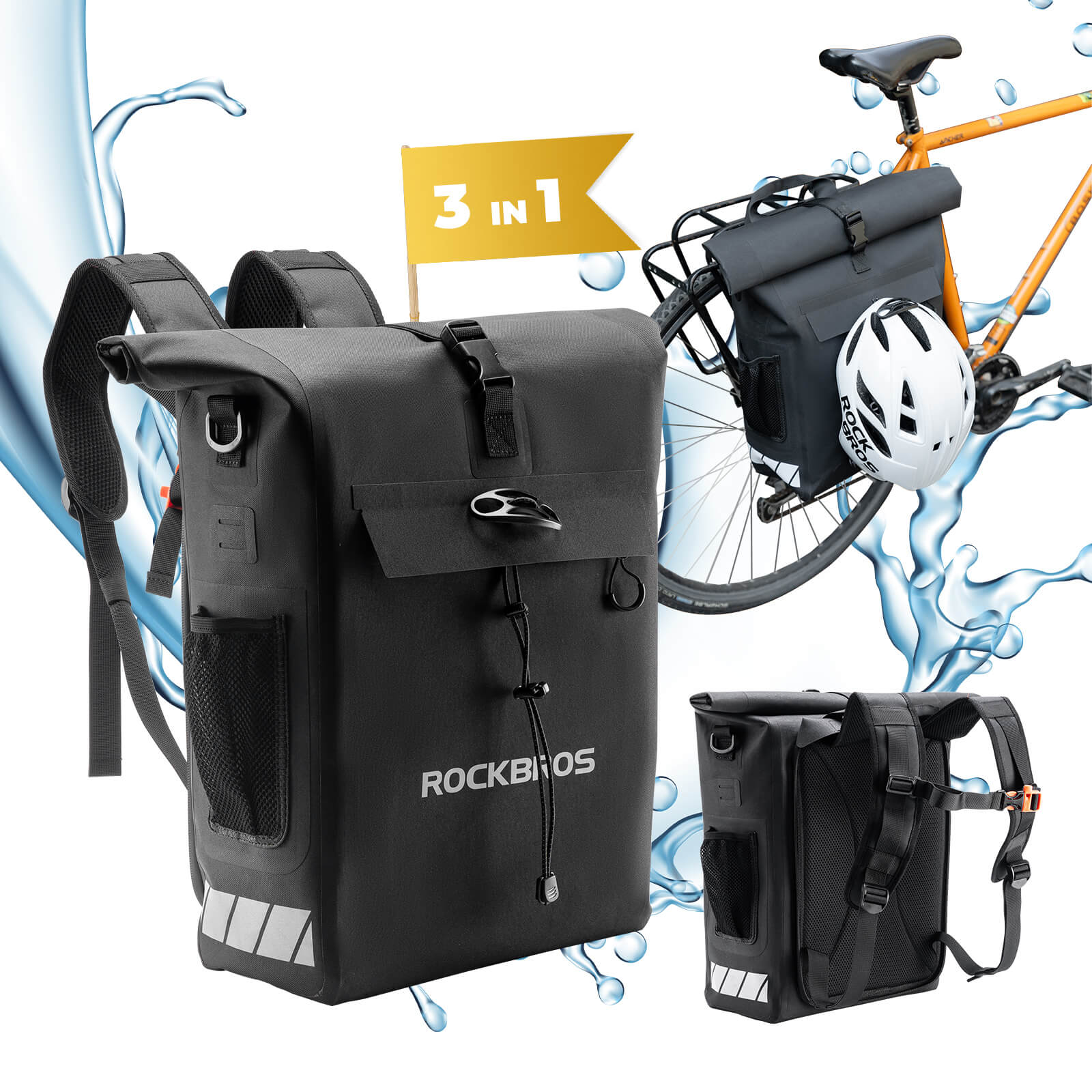 ROCKBROS 18L 2-in-1 Rear Rack Bag & Backpack