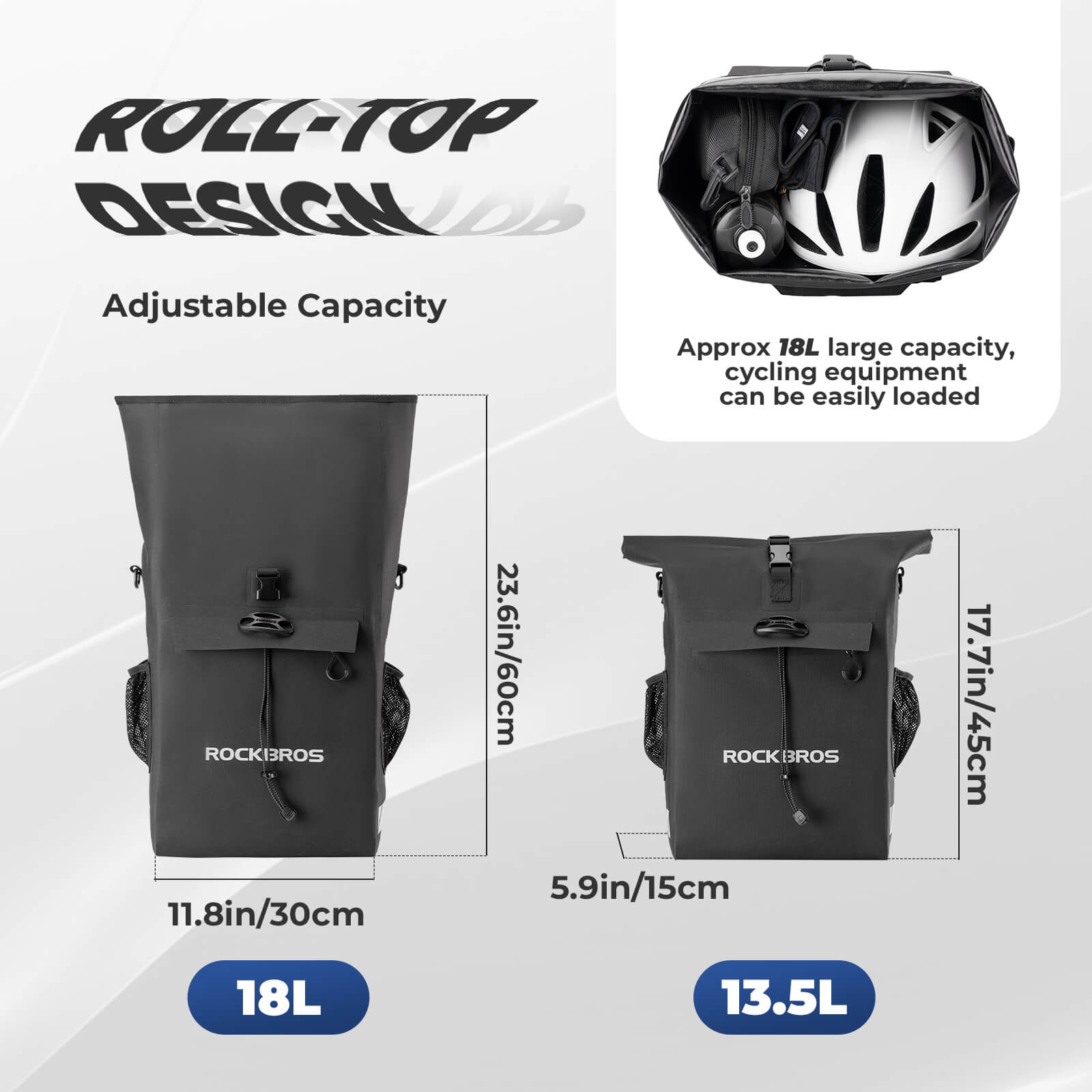 ROCKBROS 18L 2-in-1 Rear Rack Bag & Backpack