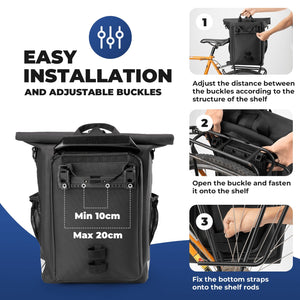 ROCKBROS 18L 2-in-1 Rear Rack Bag & Backpack
