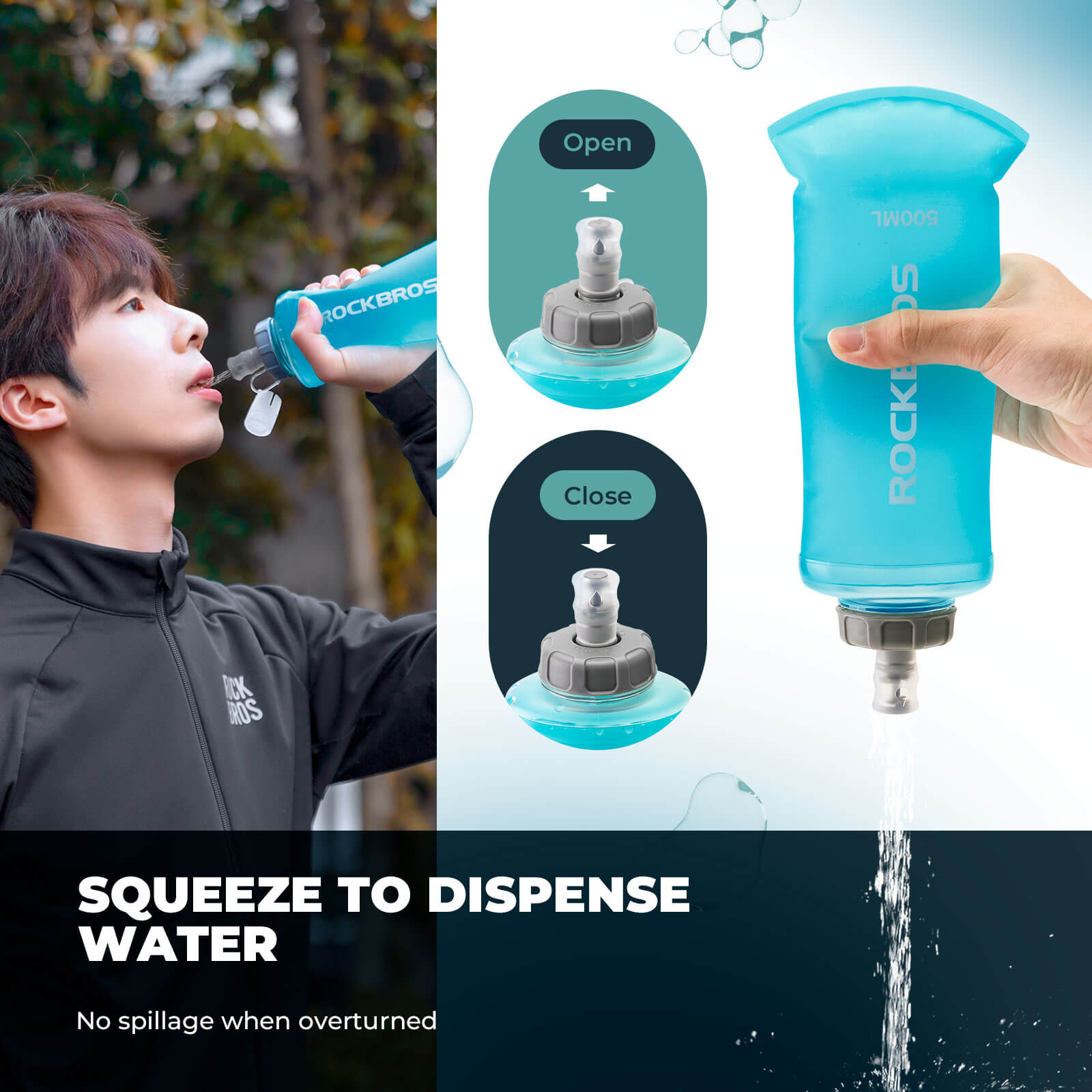 ROCKBROS 500ml Collapsible Water Bottle