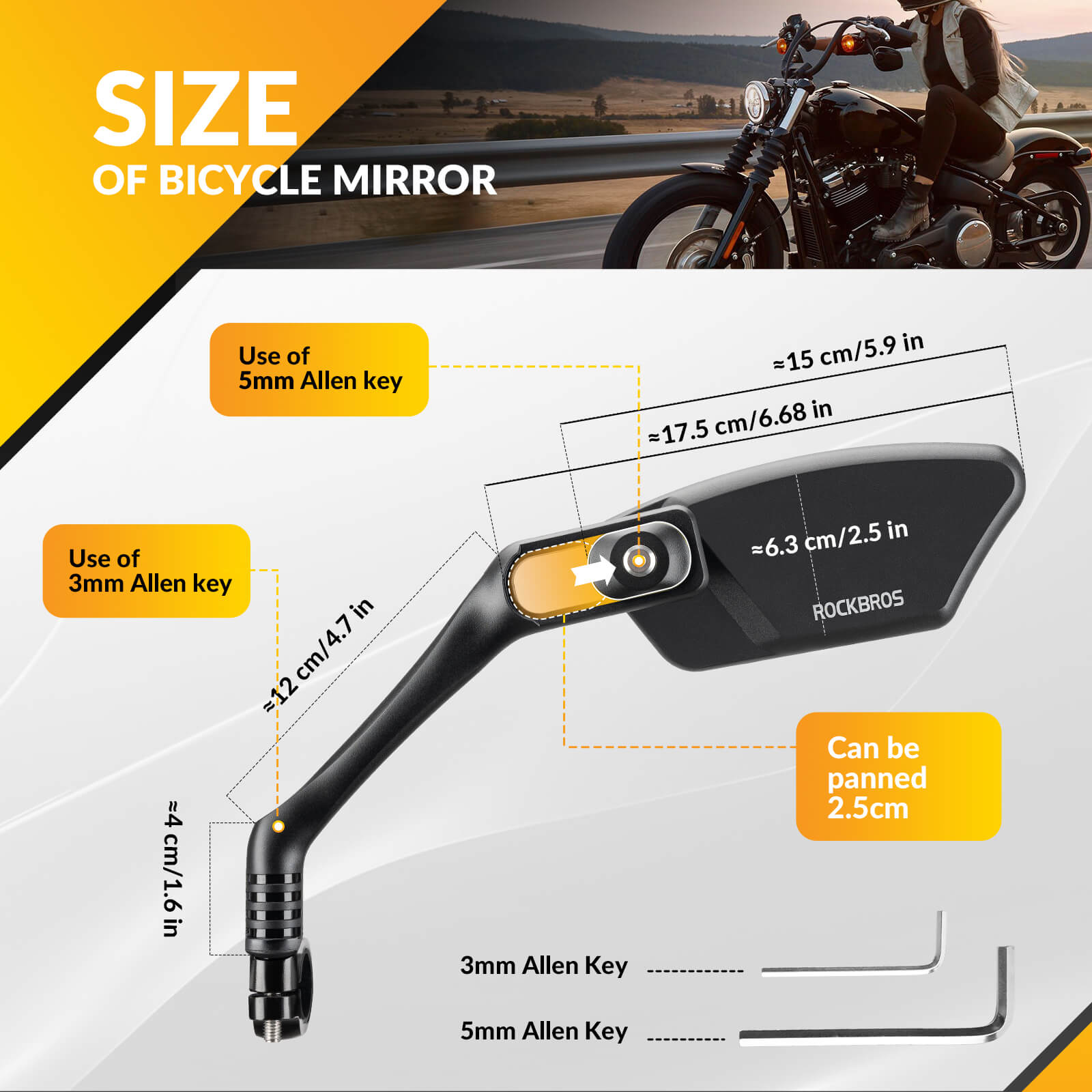 ROCKBROS Adjustable Handlebar Mirror