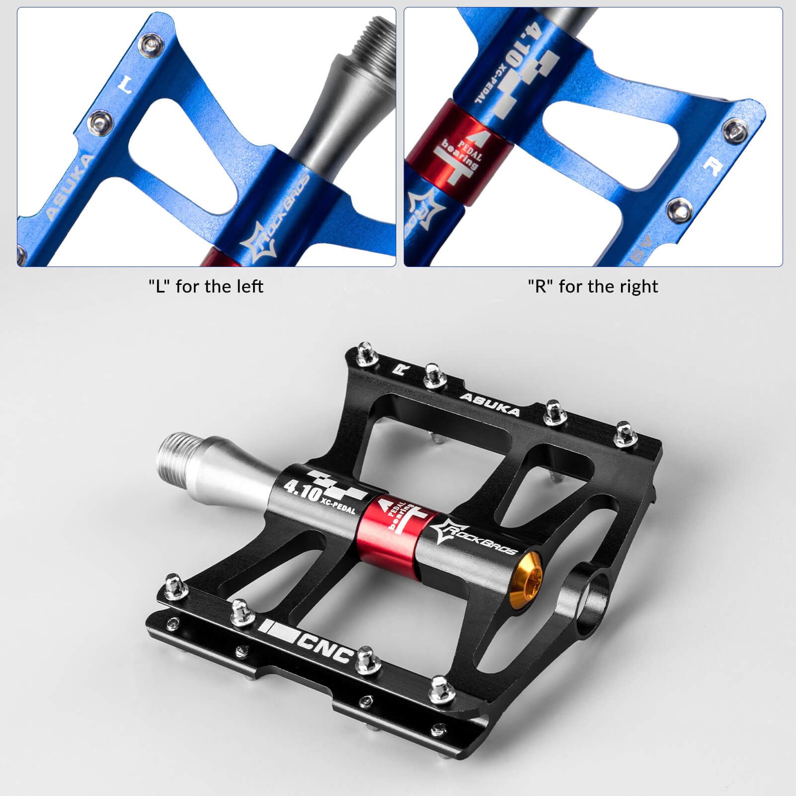 ROCKBROS Aluminum 4 Bearings MTB Bike Pedals