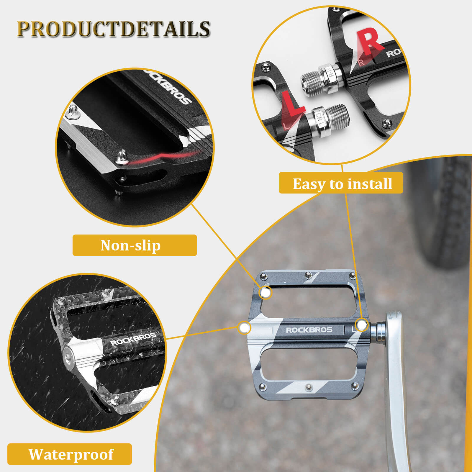 ROCKBROS Aluminum Sealed Bearing Bike Pedals