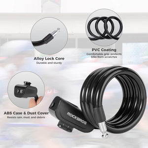 ROCKBROS Compact Cable Bike Lock & Key