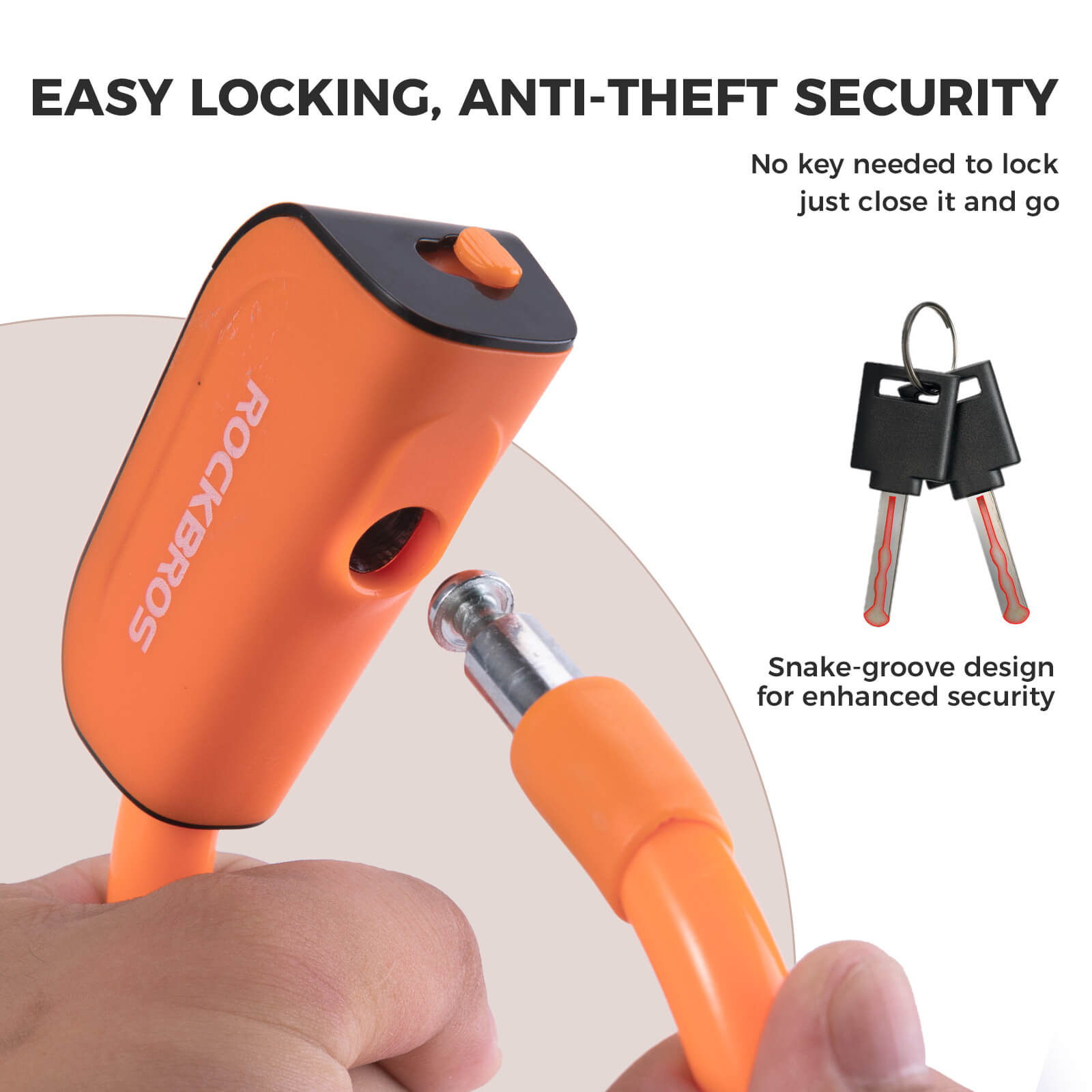 ROCKBROS Compact Cable Bike Lock & Key
