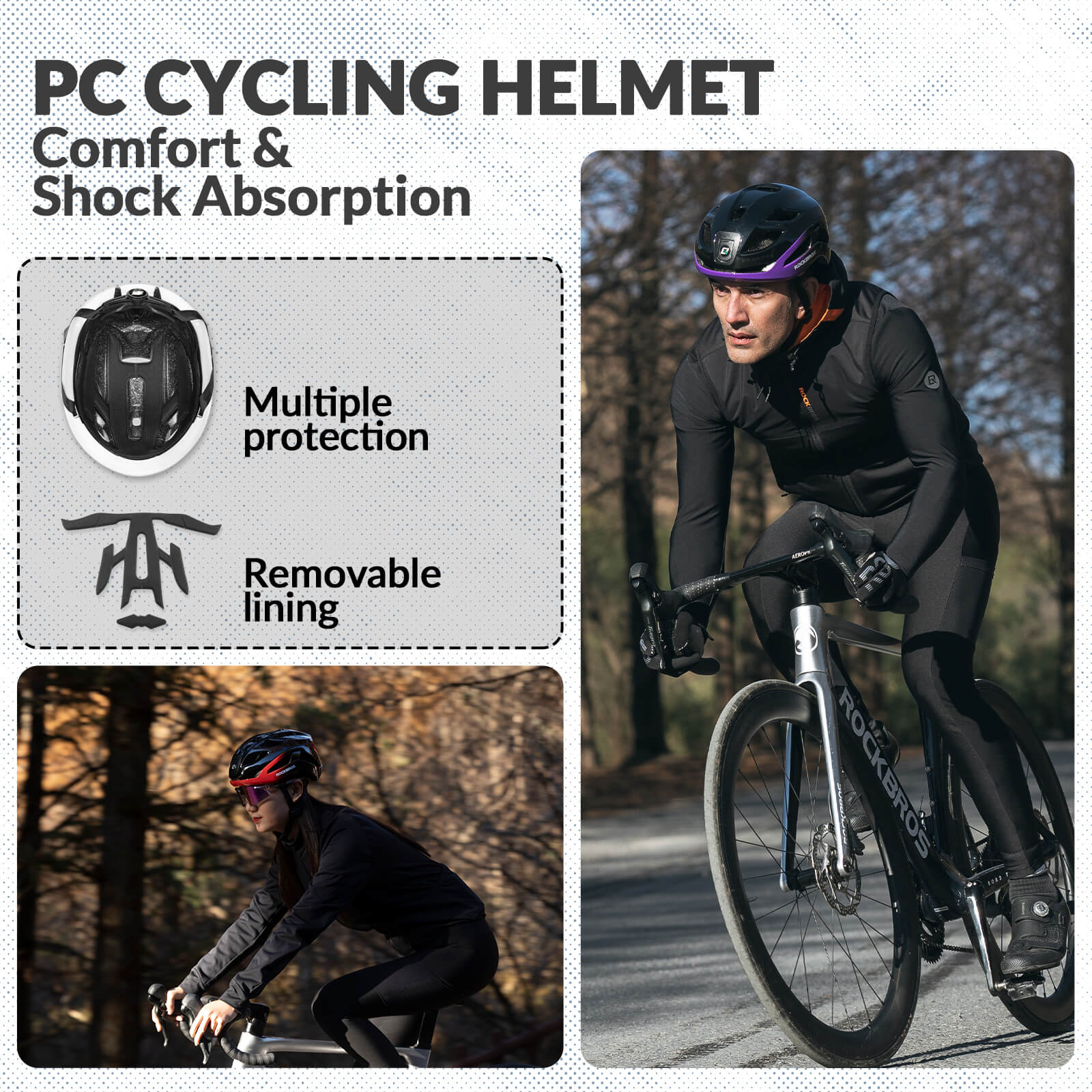 ROCKBROS Head & Tail Light Smart Bike Helmet