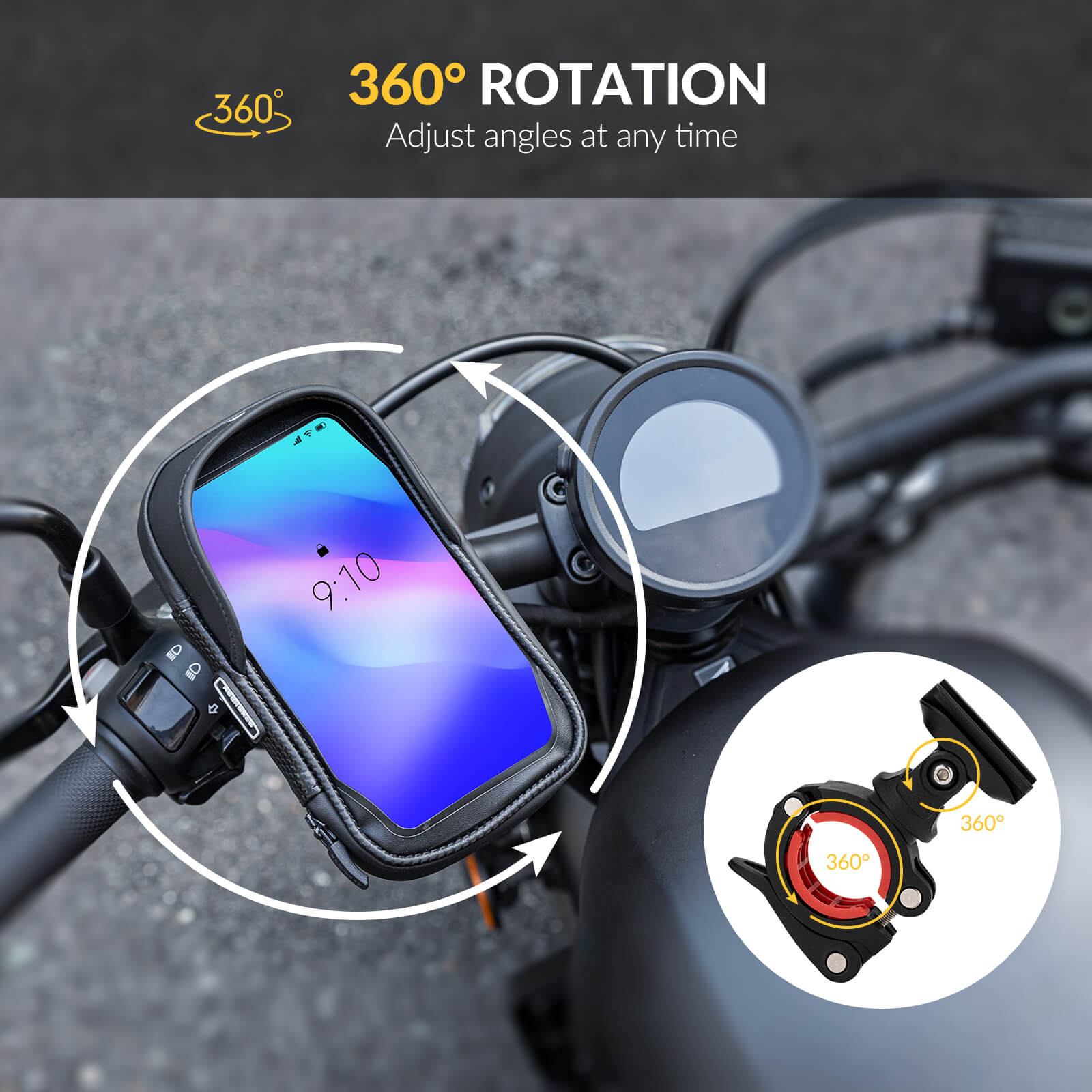 ROCKBROS 360° Rotating Phone Mount Bag