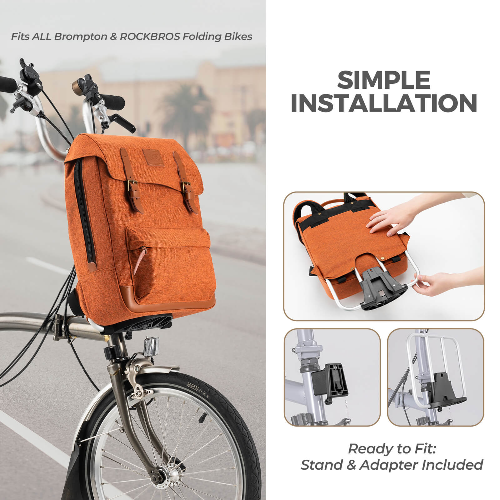 ROCKBROS 8.3L Folding Handlebar Bag & Backpack