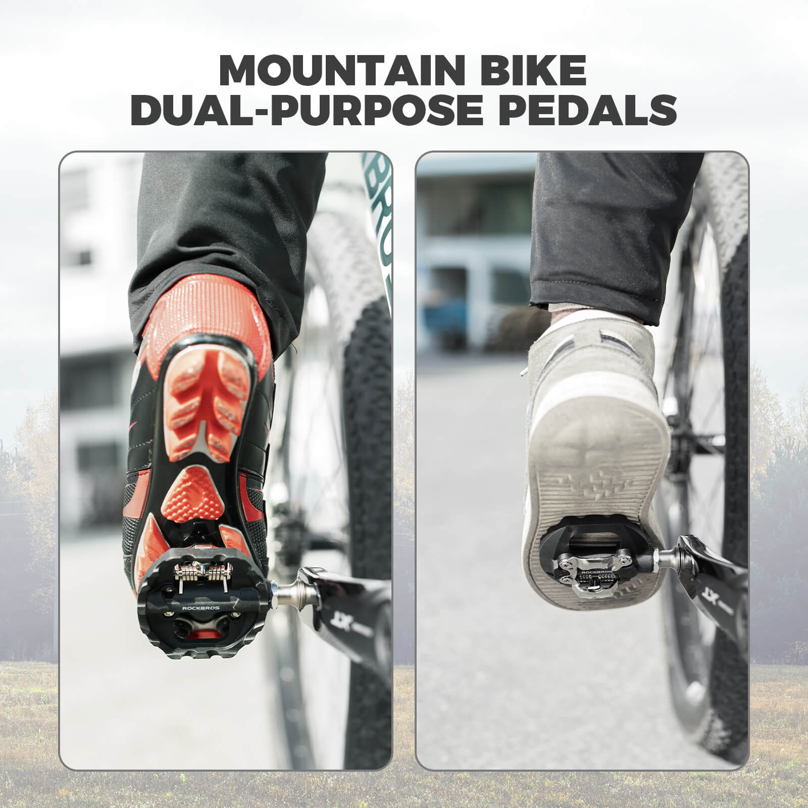 ROCKBROS Dual Clipless & Flat Platform MTB Pedals