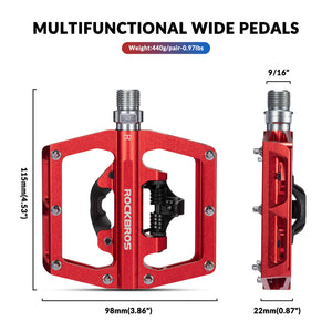 ROCKBROS Dual-Use Clipless & Flat Bike Pedals