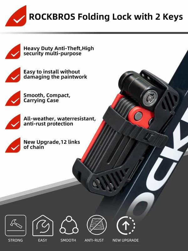 ROCKBROS Heavy Duty Folding Bike Lock