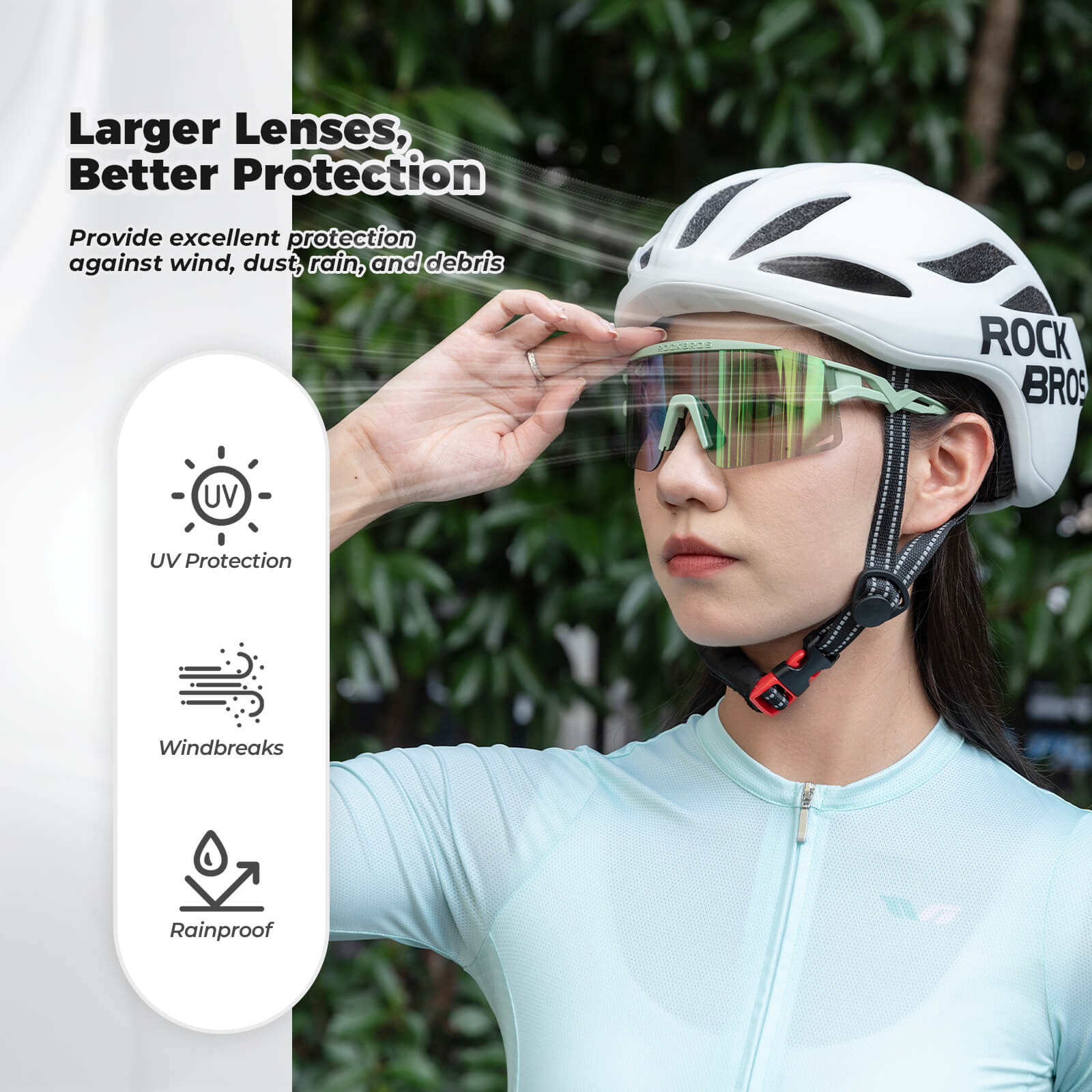 ROCKBROS UV400 Half Frame Photochromic Cycling Sunglasses