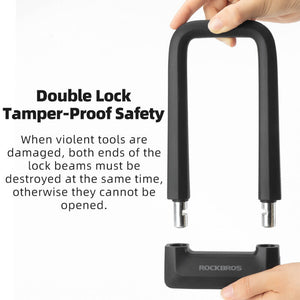 ROCKBROS Extra Thick Heavy-Duty Anti-Cut Bike U-Lock